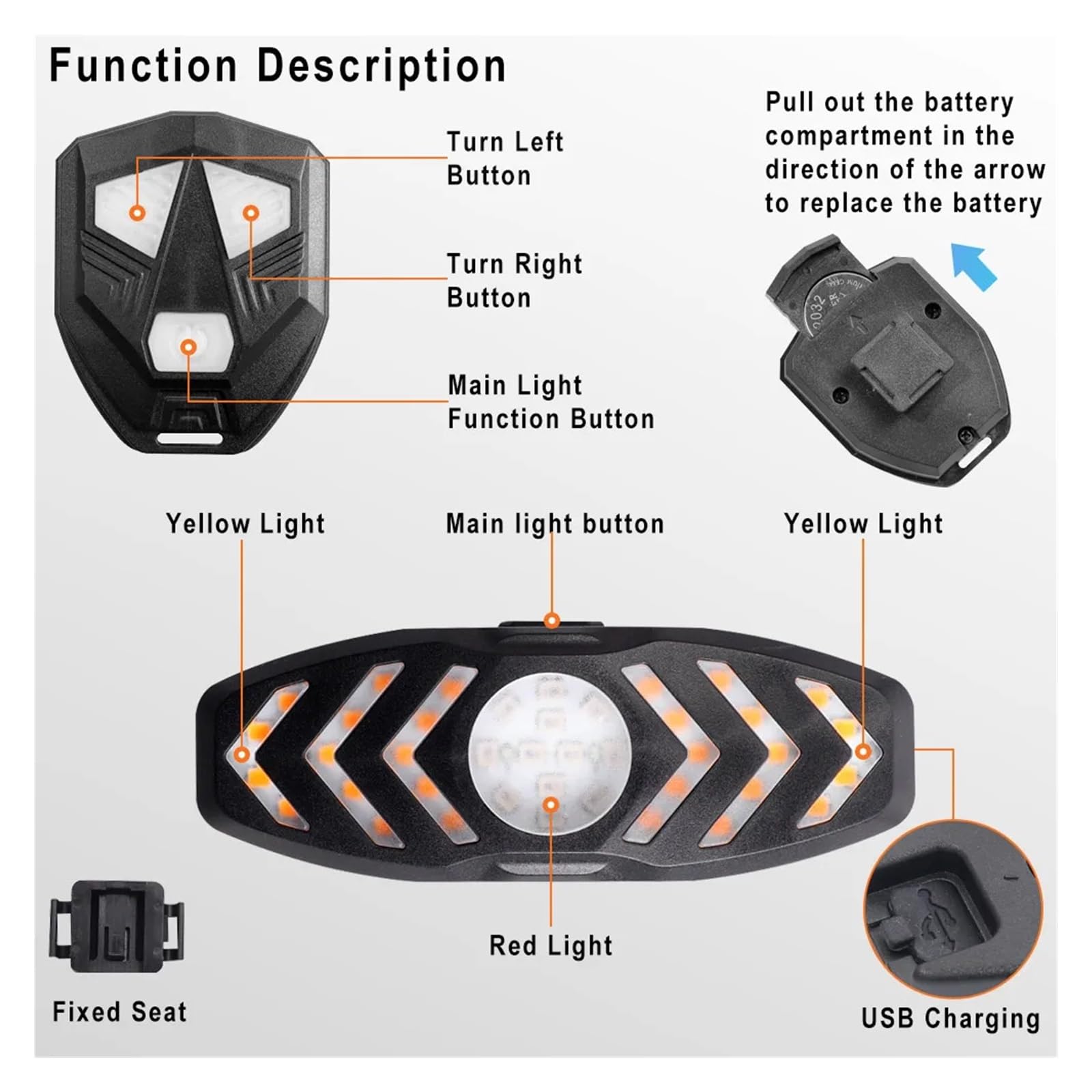 Fanale Posteriore Lampeggiante con clacson, Luce for Scooter Elettrico, Ricaricabile Tramite USB, Compatibile con Ninebot Max G30, indicatori di direzione Posteriori, Telecomando(Black)