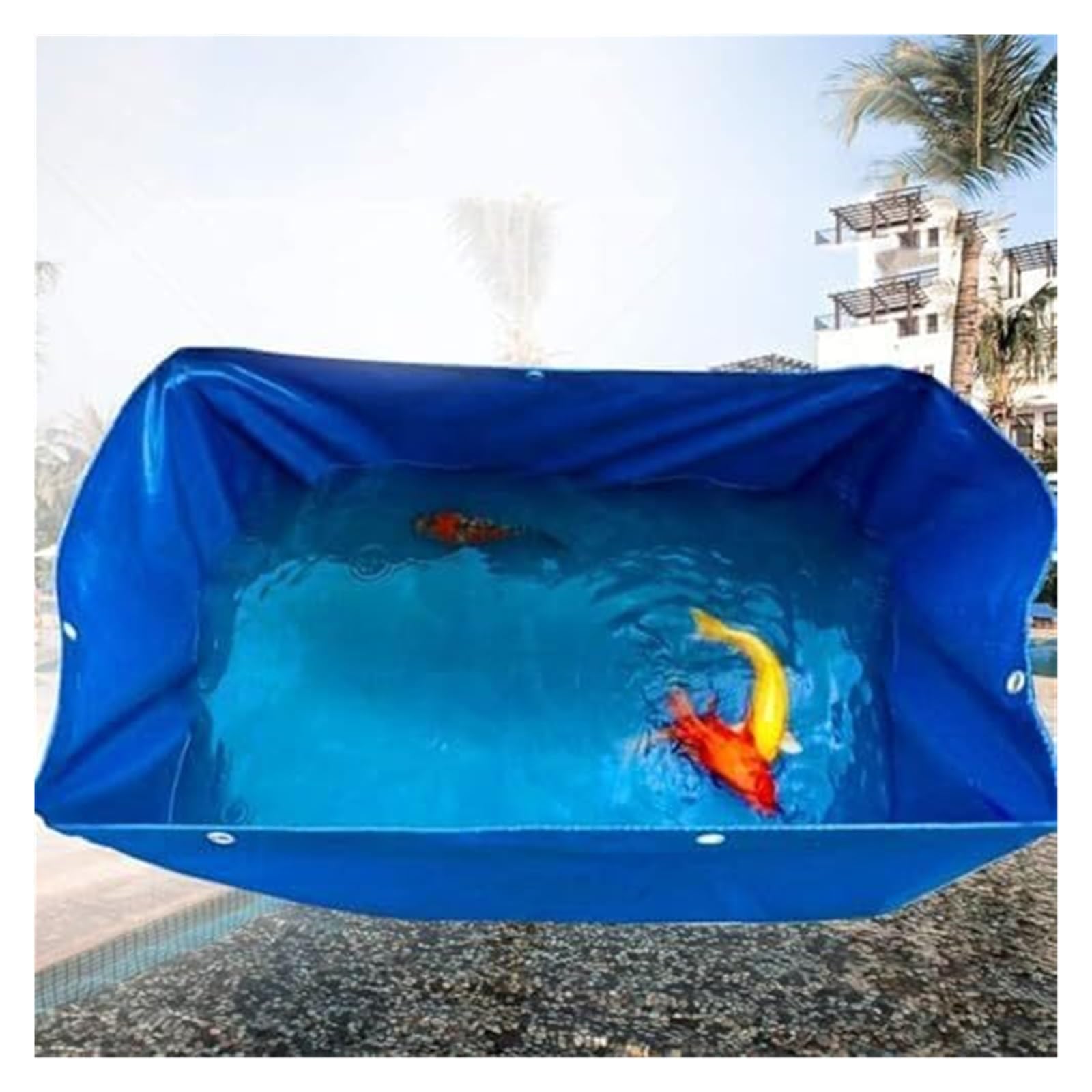 Vasca per laghetto da Esterno per Carpe Koi e Tartarughe - Riparo Acquatico Resistente con valvola di Scarico, Grande 2,9 x 0,9 m, Ideale per laghetto di Carpe Koi e Giochi d'Acqua da giardi