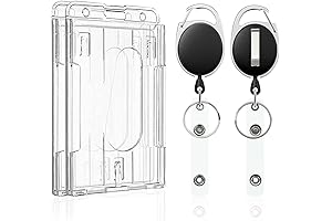 Pawfly Transparent Card Holder - Dual Vertical Display with Retractable Reel and Carabiner