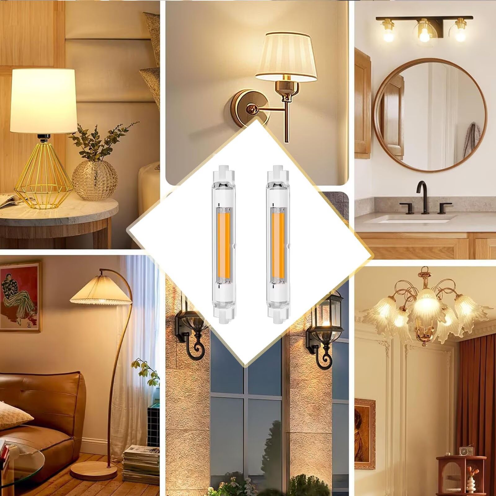 R7S LED 118mm Dimmbar 30W Lampen Ersatz für 300W Halogen Glühbirnen, LED R7S 118mm Warmweiß 3000K 3000 LM, 360°Abstrahlwinkel, Kein Flackern für Deckenfluter Stehlampe Wandleuchte, 6er Pack