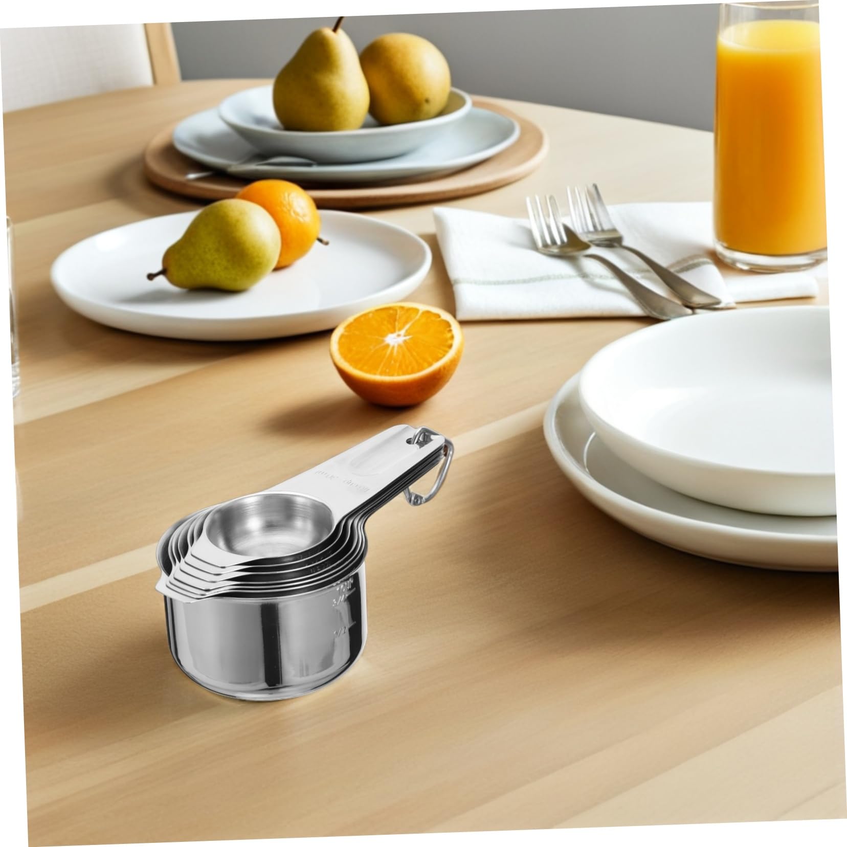 Zerodeko 2sätze Edelstahl Küchenlöffel Set mit Messbechern und Messlöffeln für Kochen und Backen Stapelbar und Platzsparend für Ordnung Küche
