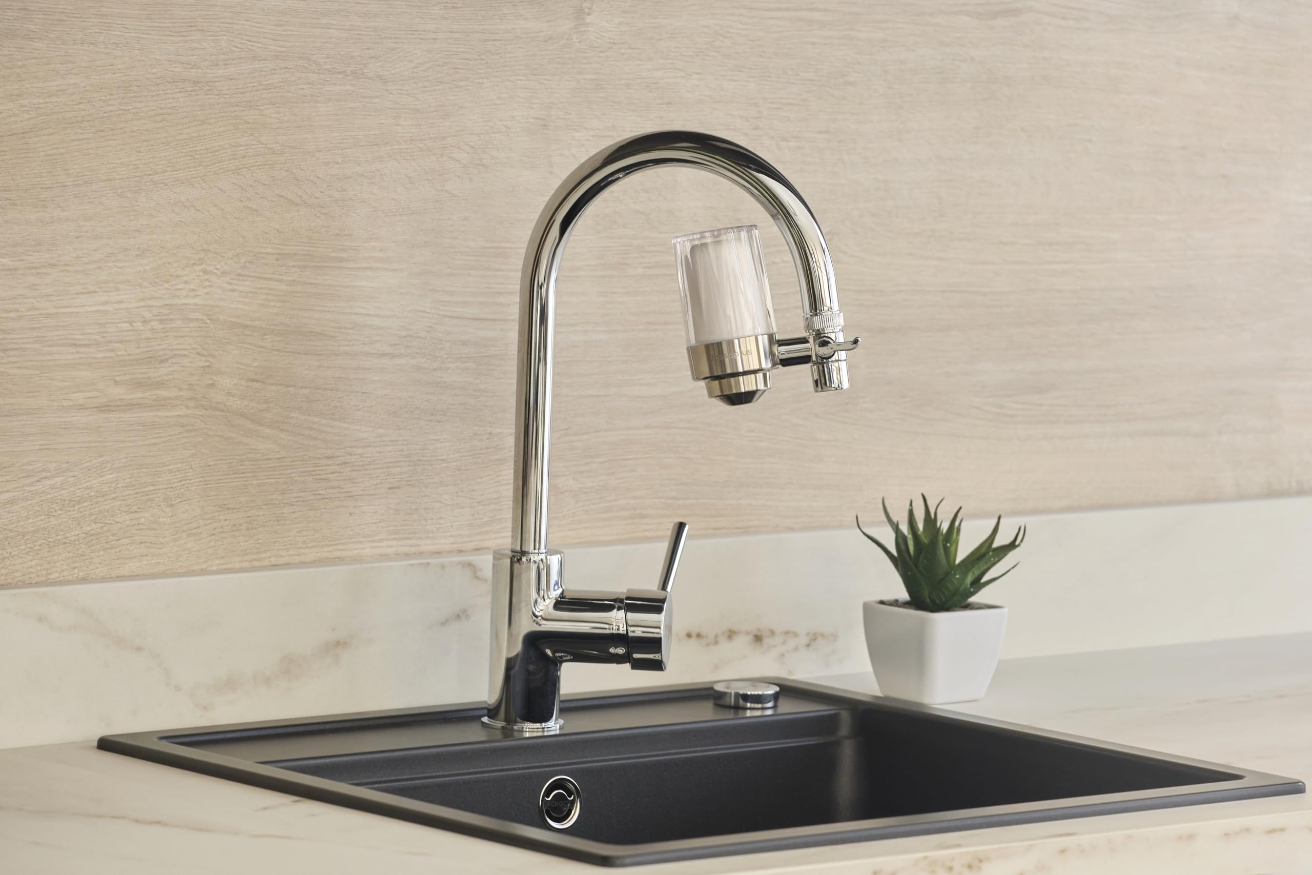 Wassaplus® Super Core: Filtro per rubinetto in acciaio inox – Purificatore d'acqua ecologico – Rimuove cloro, batteri, ossido, microplastiche e migliora il gusto dell'acqua