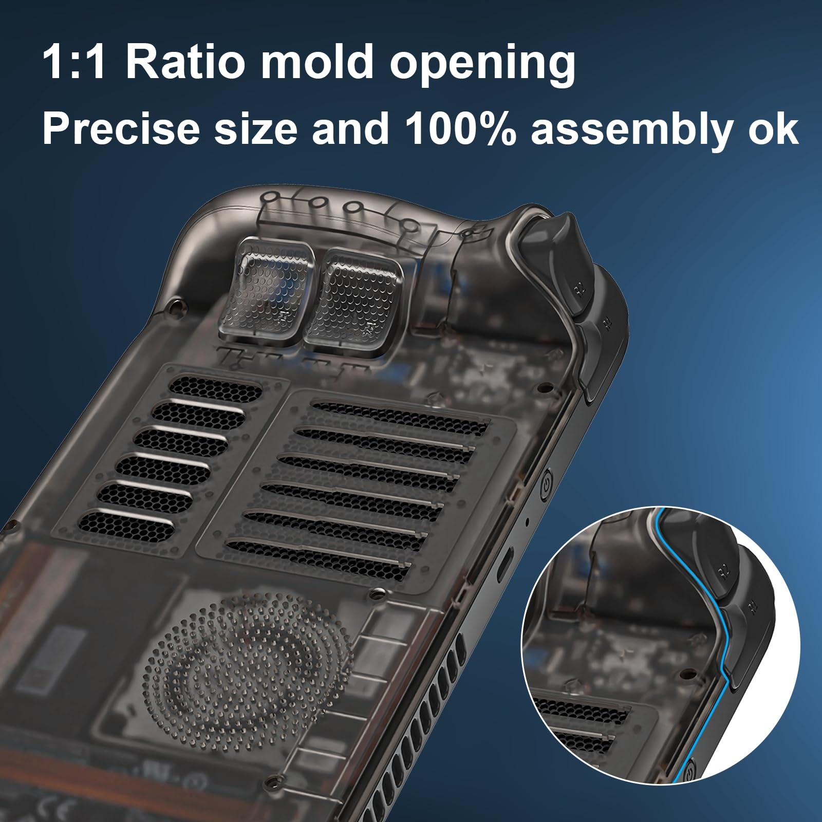 Piastra Posteriore Guscio Faceplate per Steam Deck/Steam Deck OLED Console, Alloggiamento di Ricambio Chiaro Pannello Personalizzato con Sfiato di Raffreddamento, Nero Trasparente