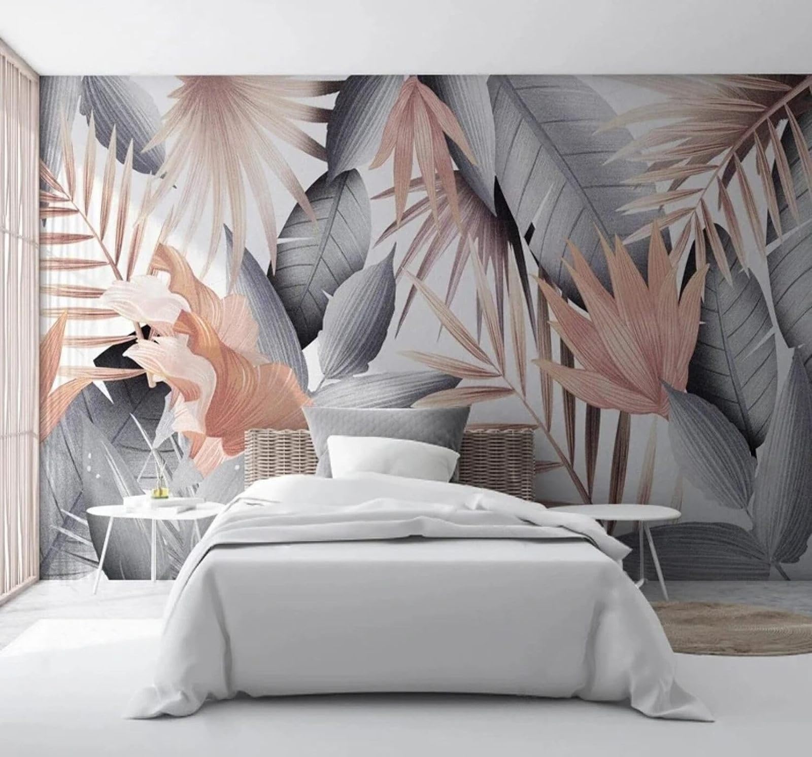 Xlming 250Cm×170Cm(B×H) Retro Hand Drawn Leaves Flowers Art 3D Wallpaper Luxury Home Dining Decor Paste Sofa Living Room The Wall For Bedroom Mural-250Cm×170Cm