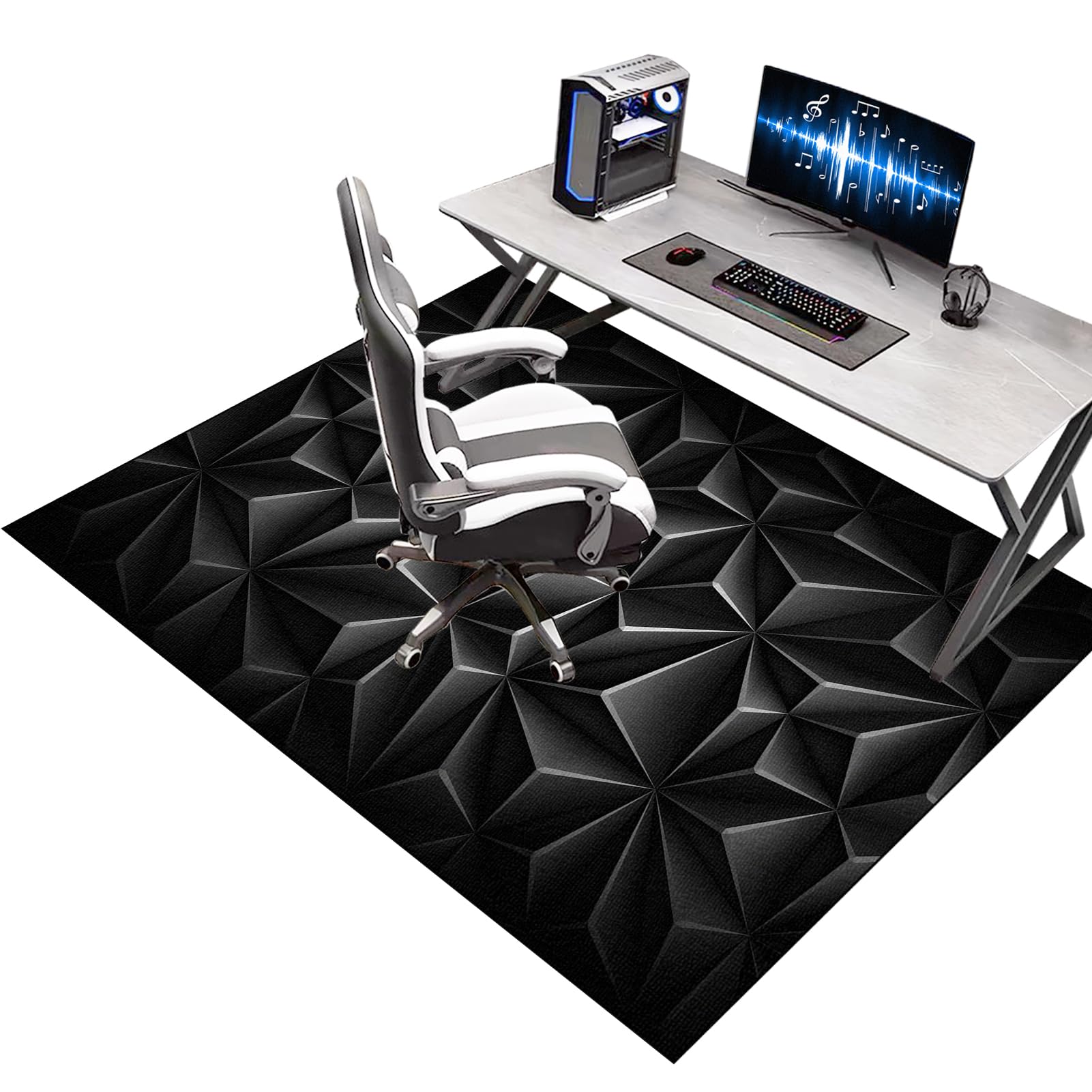 Tapis protège Sol Gaming, Tapis antidérapant sous Chaise de Bureau, Tapis de Chaise pour Les Chaises de Jeu ou de Bureau, Protège Les Sols, Planchers, Parquets, pour Gaming et Le Travail 160 x 200 cm