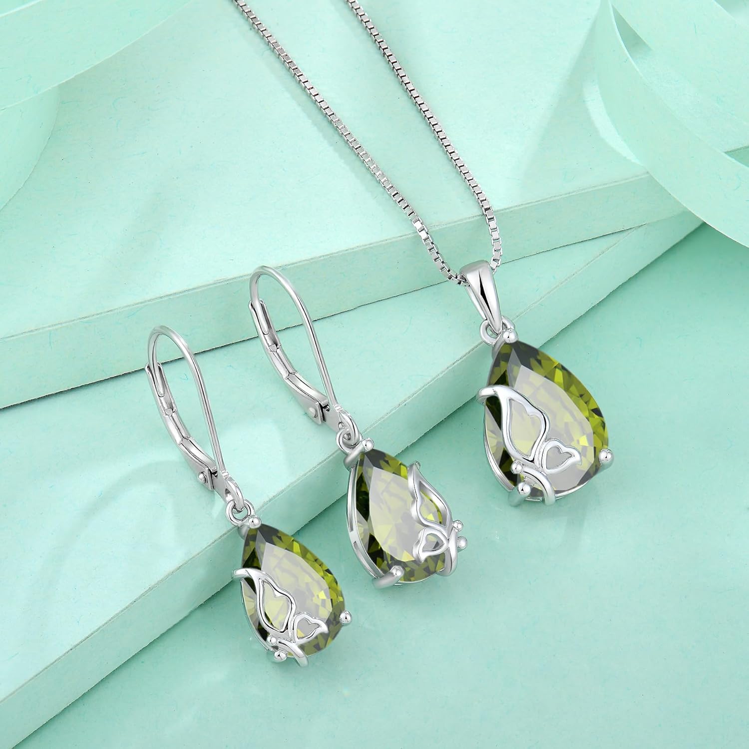 Teardrop Dangle Drop Earrings for Women 925 Sterling Silver Butterfly Leverback Earring with Birthstone Jewelry Gifts for Her - Image 5