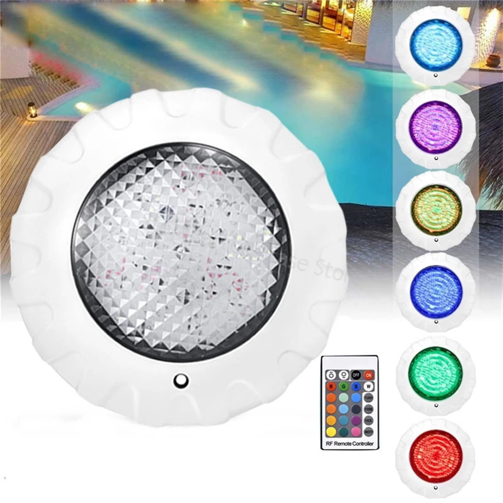 EDEDE Luci Piscina, Luci subacquee a LED sommergibili for Piscina 38W RGB Color Luce for Piscina con Telecomando DC12V IP68 Lampada Impermeabile