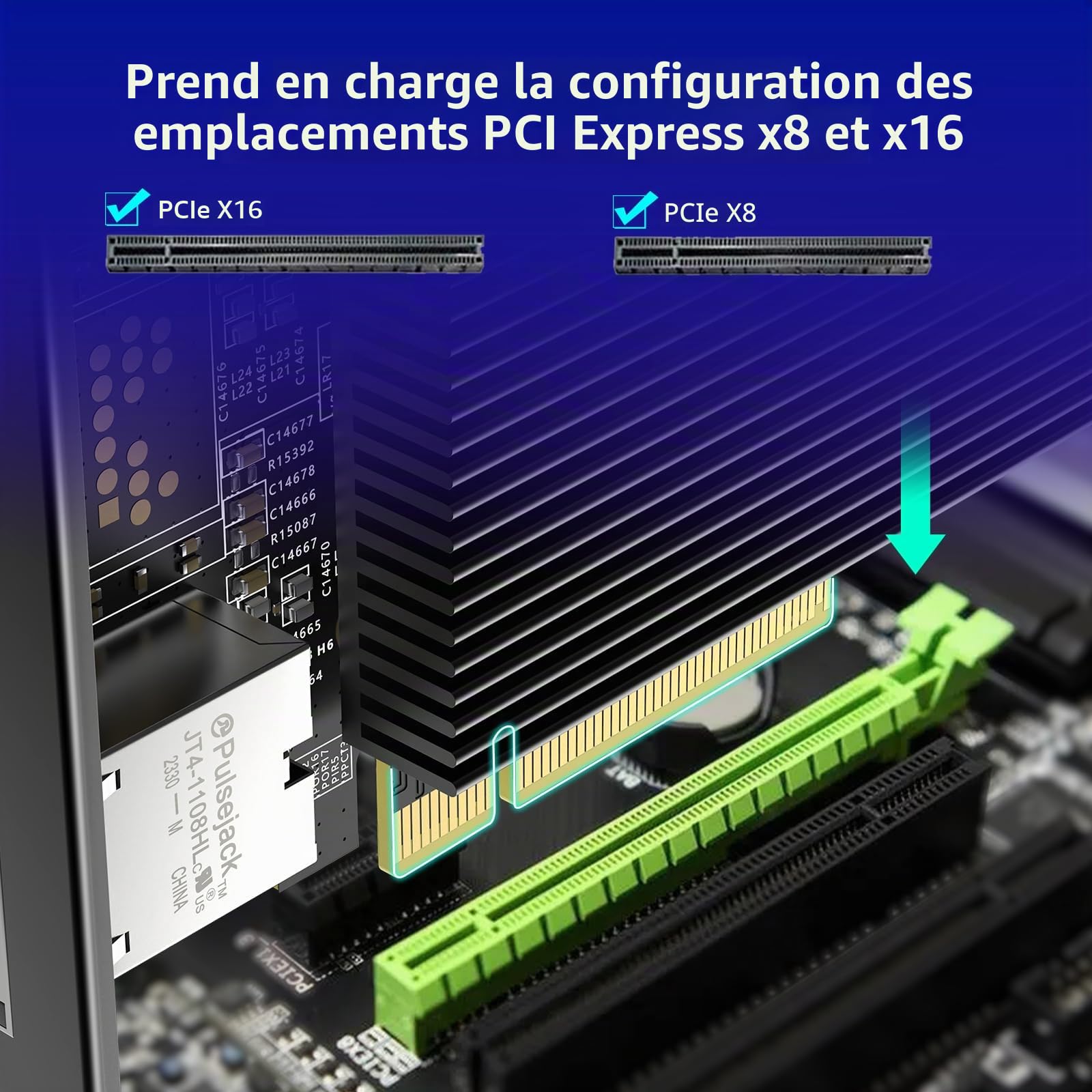 Carte réseau 10G PCI-E avec Ports RJ45 10Gbps individuels, contrôleur Intel X540-T1, VIMIN Carte Adaptateur Ethernet 10Gb Compatible avec PCI Express X8, X16, supporte Windows/Windows Server/Linux