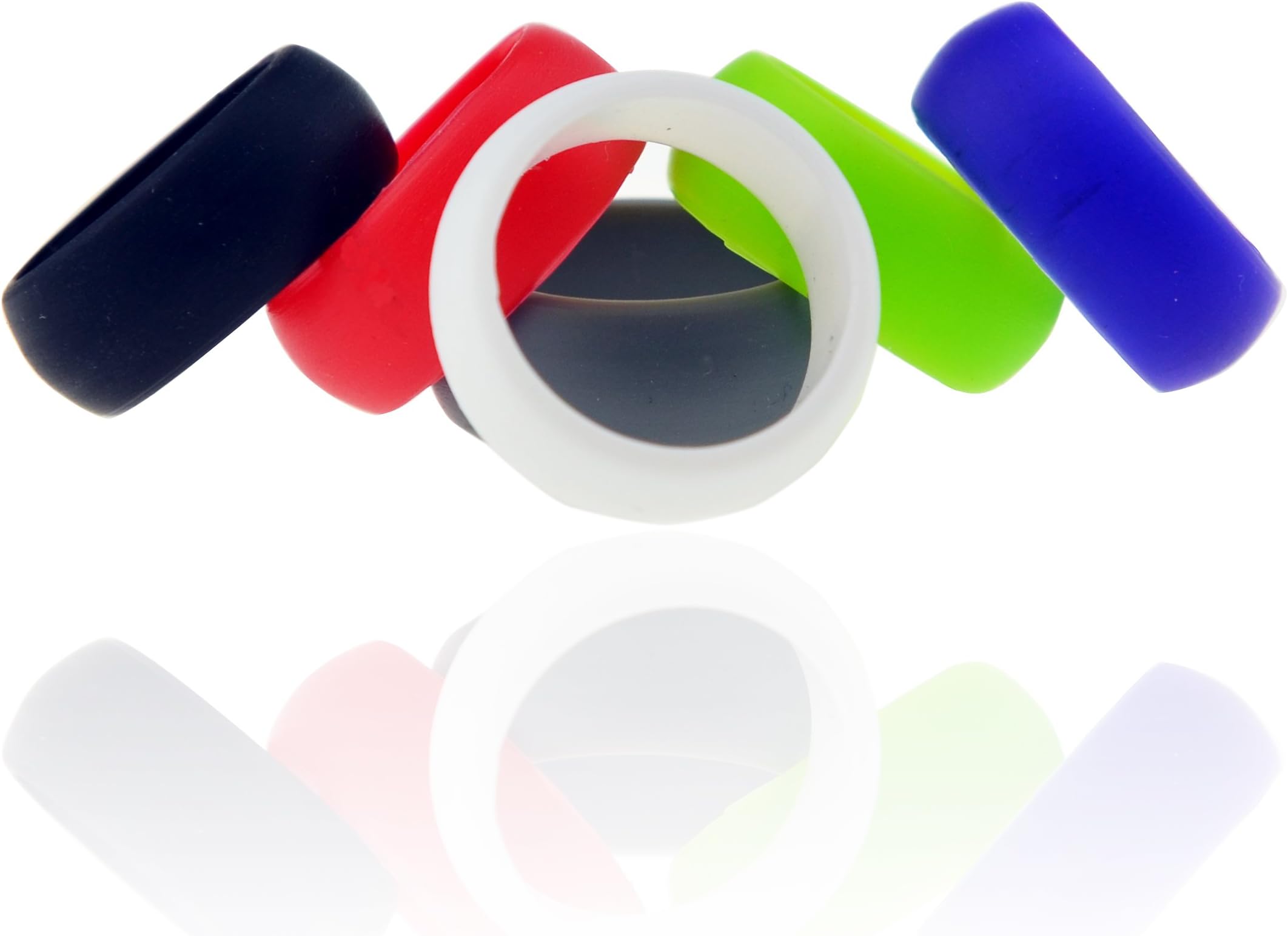Silicone Wedding Ring by Ninjetics(6-Pack), Safe Durable Comfortable Fit, Anti-scratch Flexible Rubber, Unique Gift for Anniversary or Birthday, Come in 6 Different Color. (Size 11)