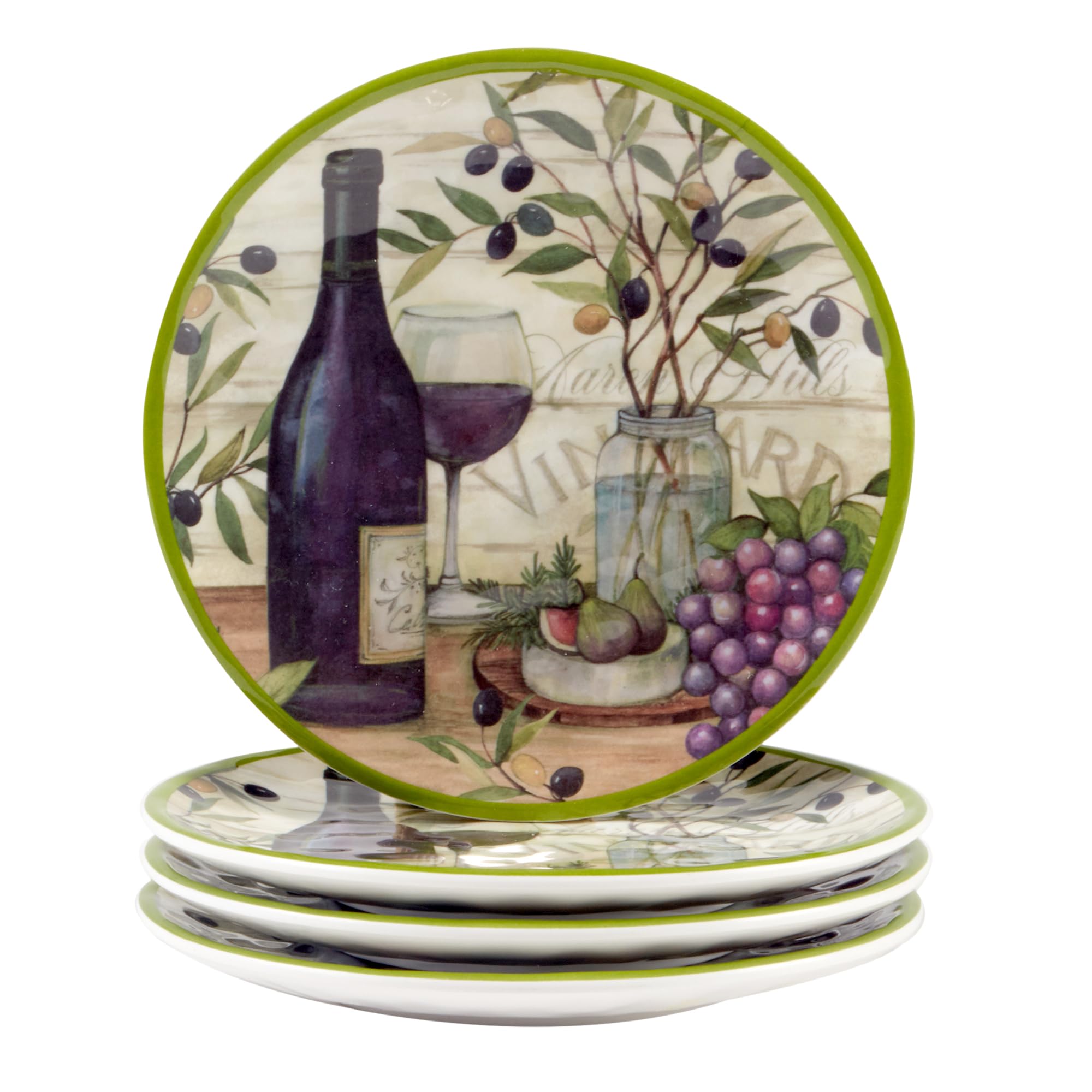 Meadow Brook Vineyard Canape Plate Set, 6-inch Diameter, Set of 4, For Everyday Use, Kitchen Accessories, Party Celebration