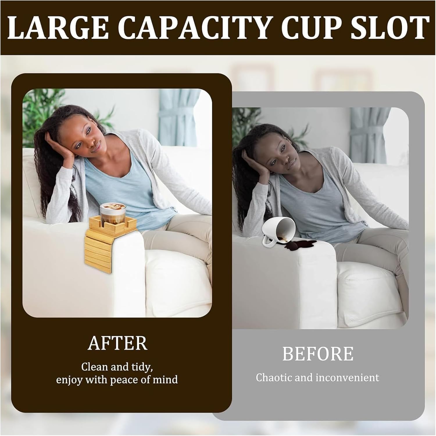 Foldable Couch Arm Tray, Anti Slip Sofa Armrest Table, Sturdy Living Room Accessory, Snack Cellphone Tablet Holder, Book Gadget Organizer, Dormitory Bedroom Sofa Use 13.98x4.33 inches