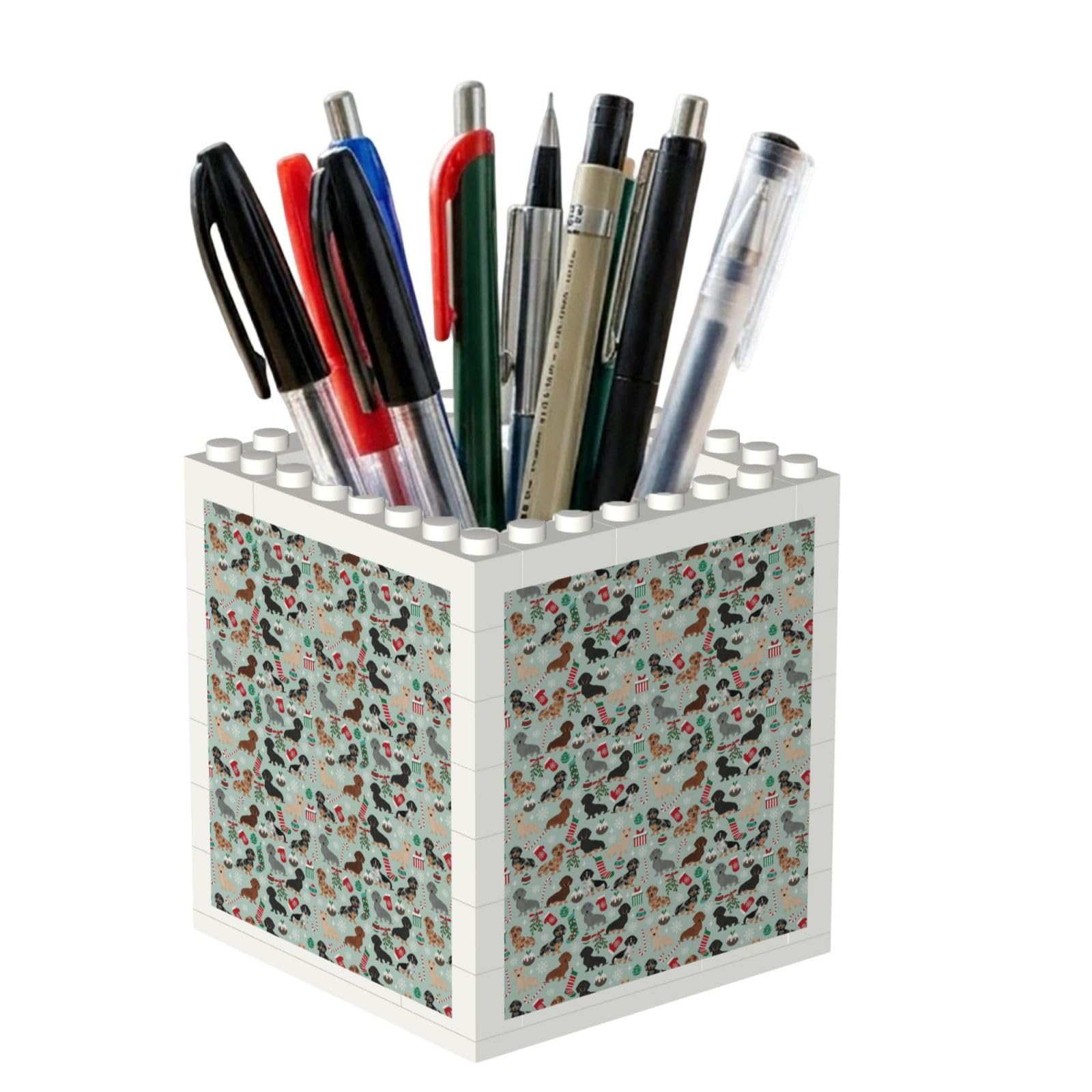 Poadnly Doxie Christmas Dachshunds Dog Xmas Holiday Dog, Pen Pot Pencil Holder for Office Home School, Compact Desk Organiser for Office Stationery
