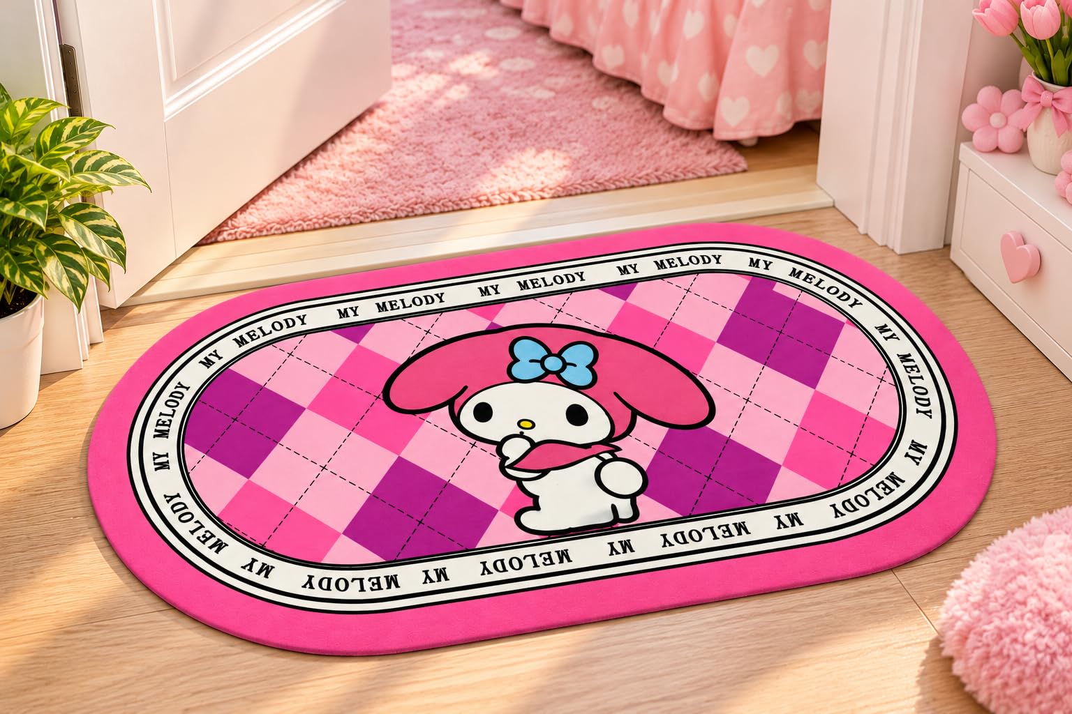 Cute Doraemon Doormat - Pink Kids Room Rug -1