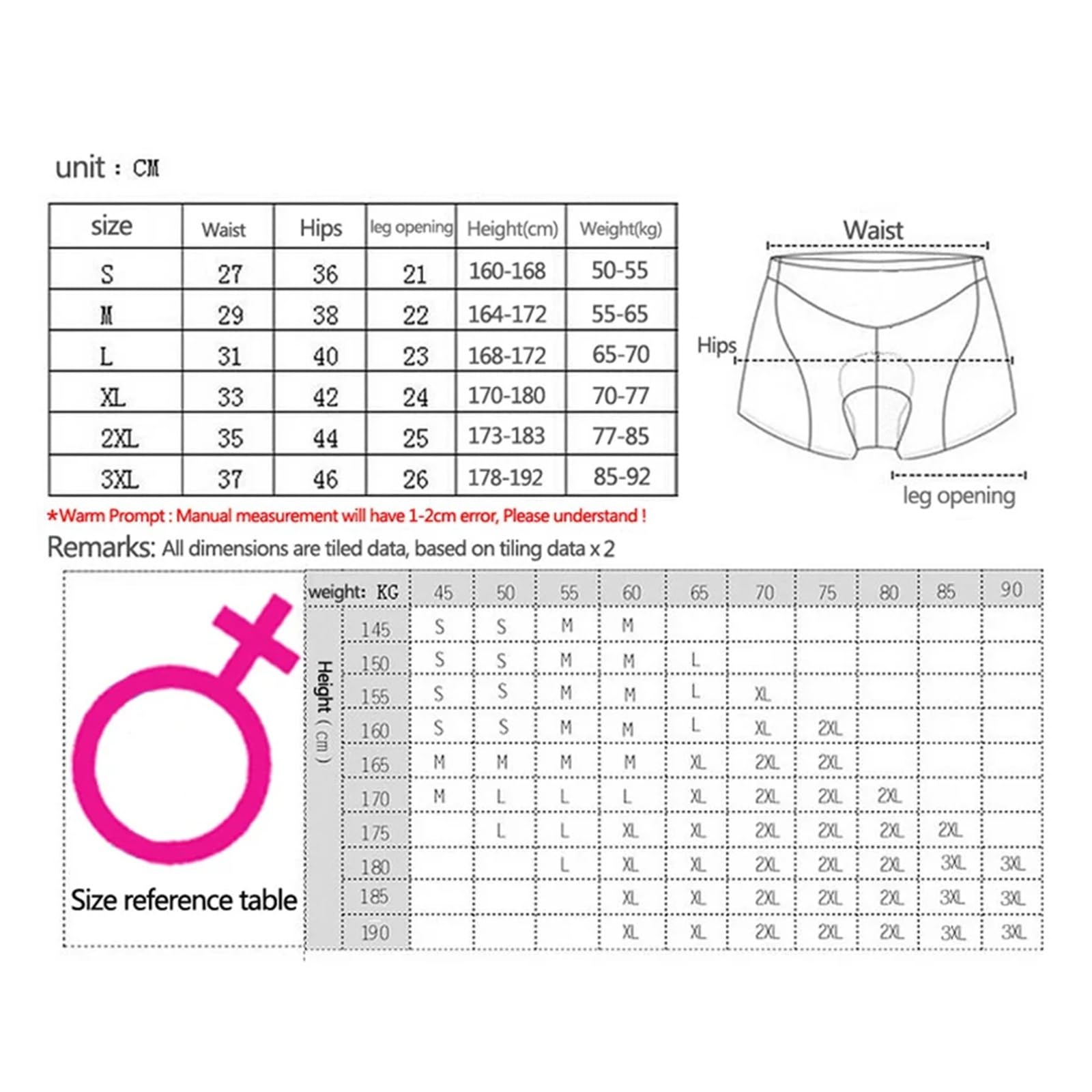 Genérico Culote Ciclismo Hombre, Ropa Interior de Ciclismo for Mujer 3D Acolchado a Prueba Golpes Rosa Bicicleta Calzoncillos Ropa Pantalones Cortos
