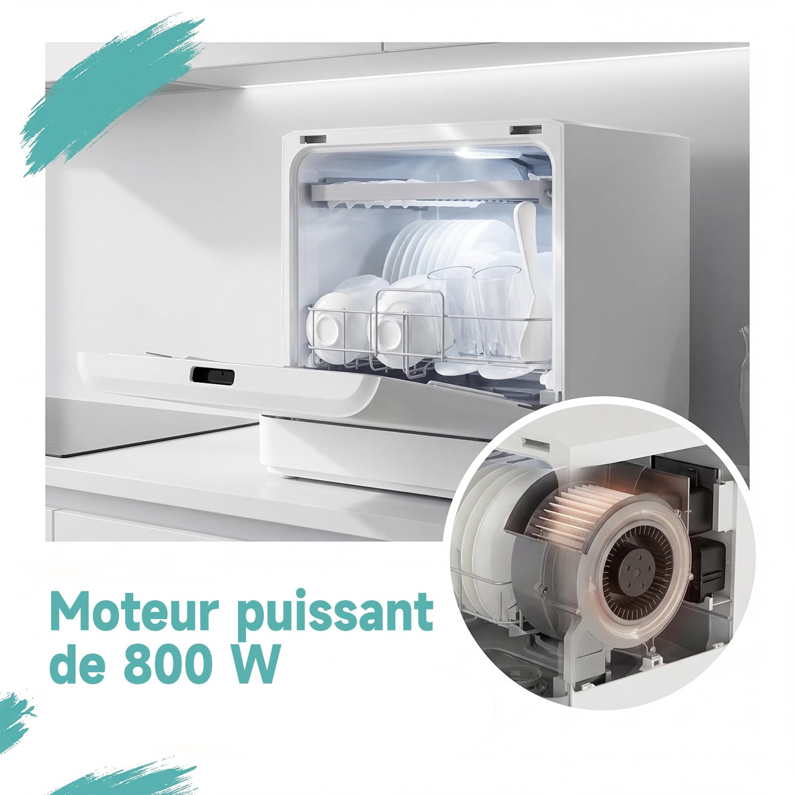 Mini lave-vaisselle 6 programmes 8 couverts 5 litres eau cuisine appartement