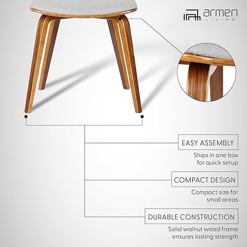 Miniatura 11 de Armen Living Jaguar Mid-Century - Silla de comedor en madera de nogal y tela gris - Juego de 2