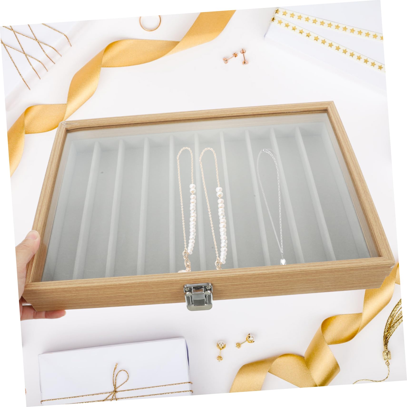 Alipis Caja de Almacenamiento de Joyas Transparente Tapa de Expositor de Collares y Pulseras Organizador para Anillos y Aretes para Joyas y Otras