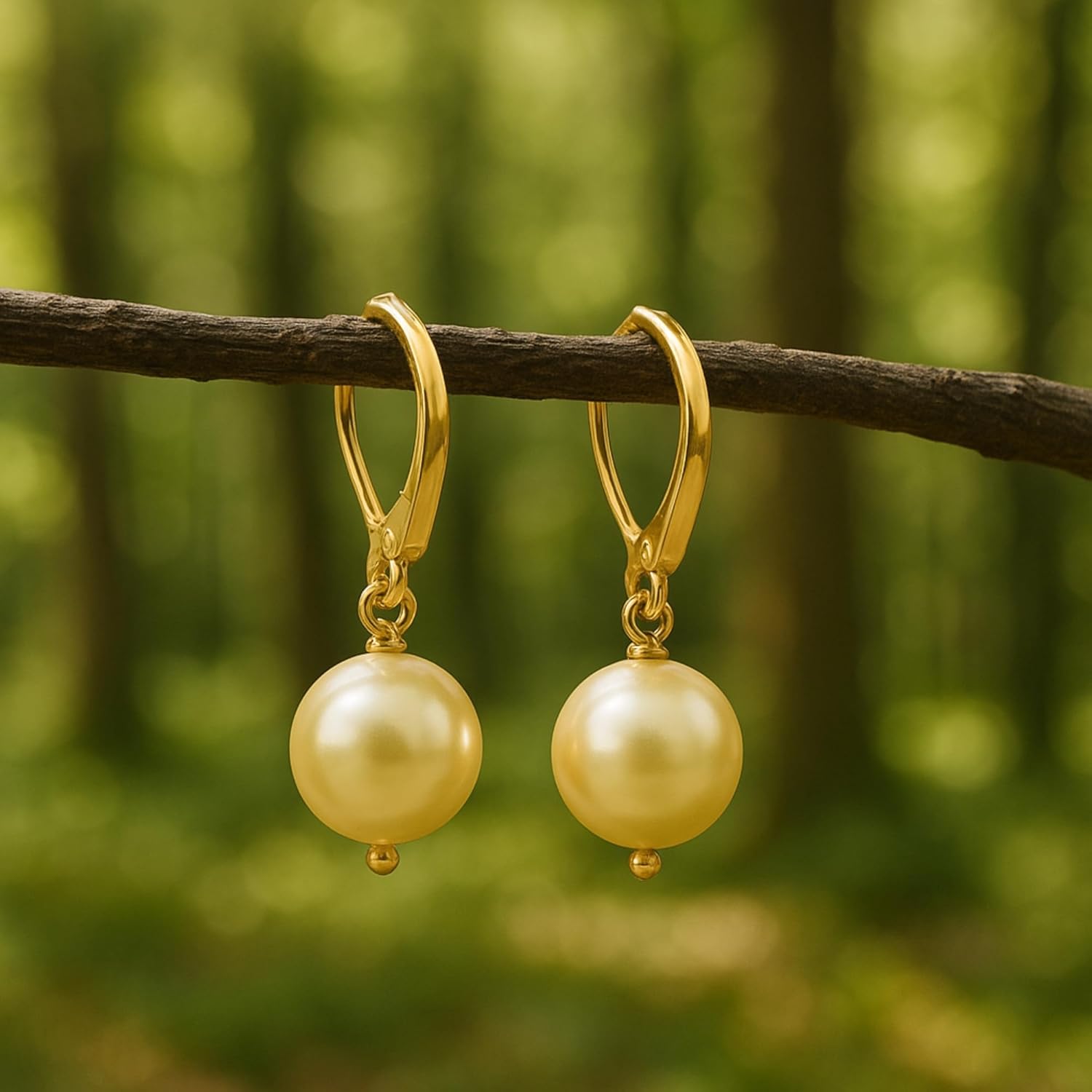 10mm Shell Pearl Drop Earrings for Women – 925 Sterling Silver & 14K Gold Plated Leverback Dangle Earrings, Handmade Minimalist Bridal Wedding Jewelry Gift for Her - Image 3