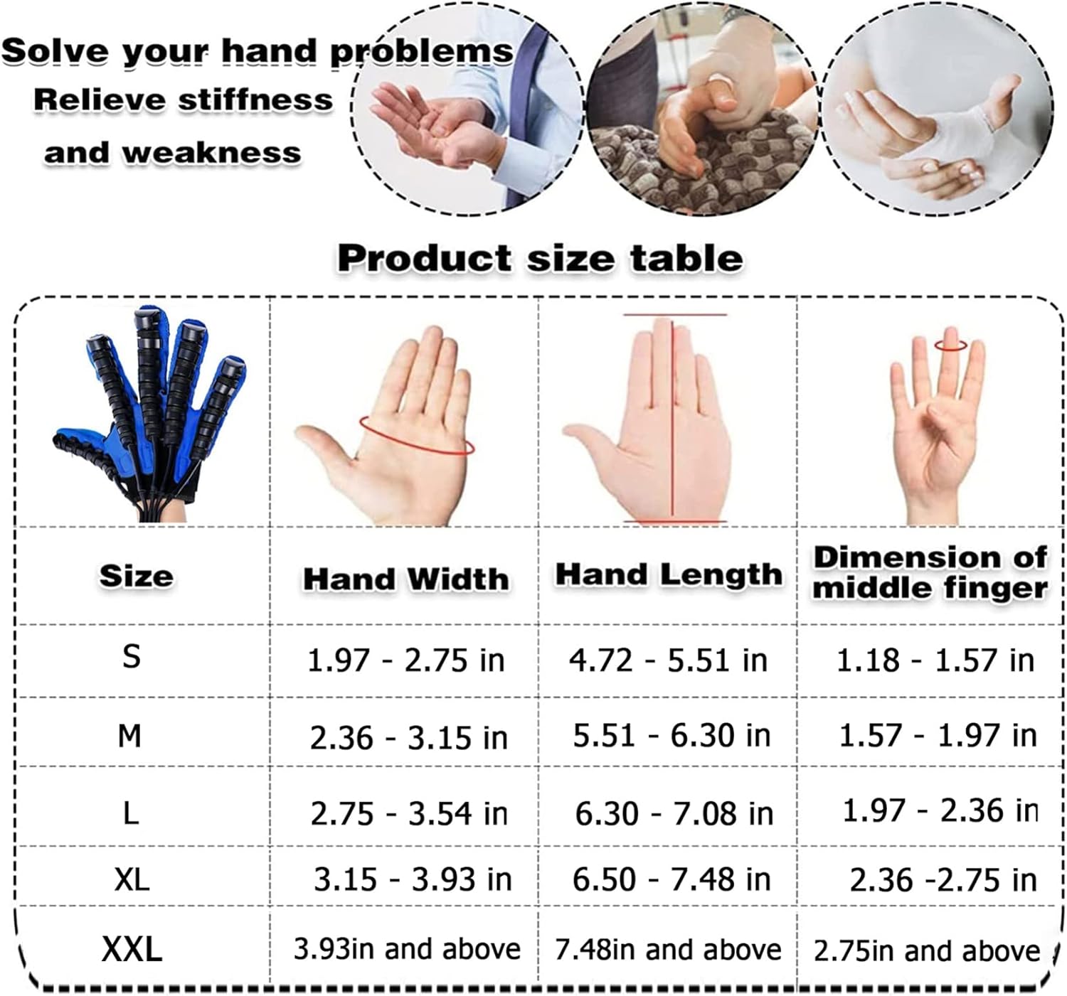 Rehabilitation Robot Gloves 1 Pair, Hemiplegia Stroke Hand Therapy Equipment, Hand Strengthener Orthosis, for Longterm Relief Finger Cramps(Size:M Code)