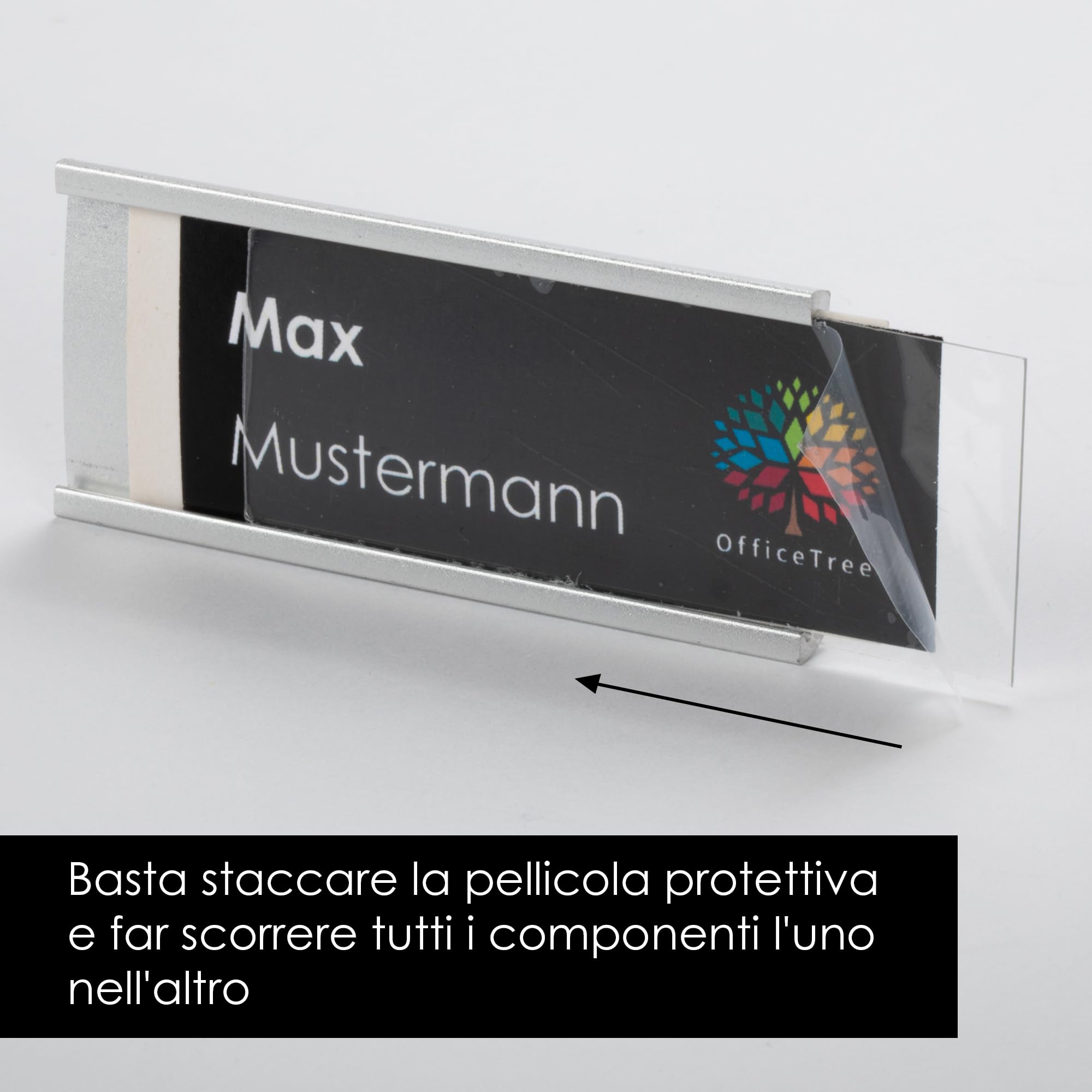 Targhette portanomi alluminio 72x32mm doppio magnete OfficeTree 10 szt