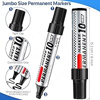 Vista 2 de Thenshop 60 Pcs Jumbo Permanent Markers Bulk 10mm Chisel Tip Black Thick Permanent Markers Set Waterproof Jumbo Marker for Industrial Use Work on