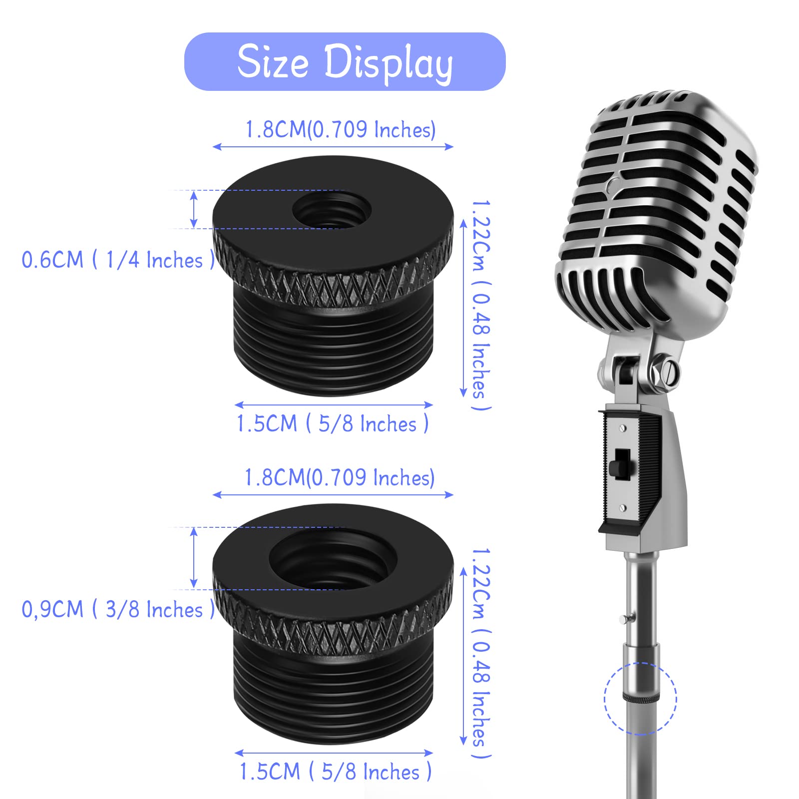 ChromLives Lot De 2 Adaptateurs Vis Microphone 1/4"-20 Mâle à 5/8"-27 Femelle - Pour Pied De Micro, Caméra Et Moniteur