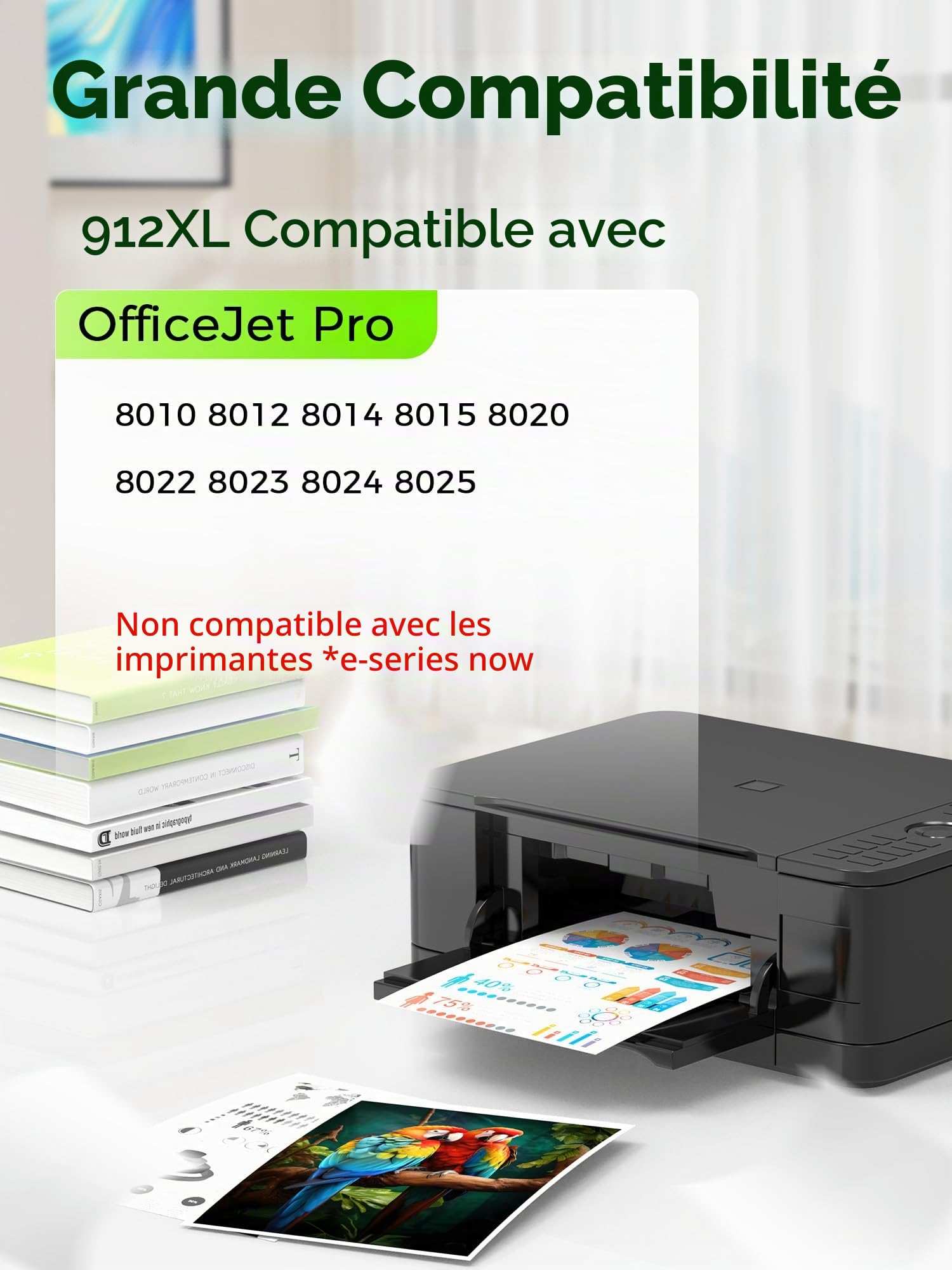912XL Cartouches d'encre Compatibles avec HP 912 XL pour HP 912XL, OfficeJet Pro 8020 8010 8022 8023 8024 8025, HP OfficeJet Pro 8010 8012 8014 8015 (Lot de 8)