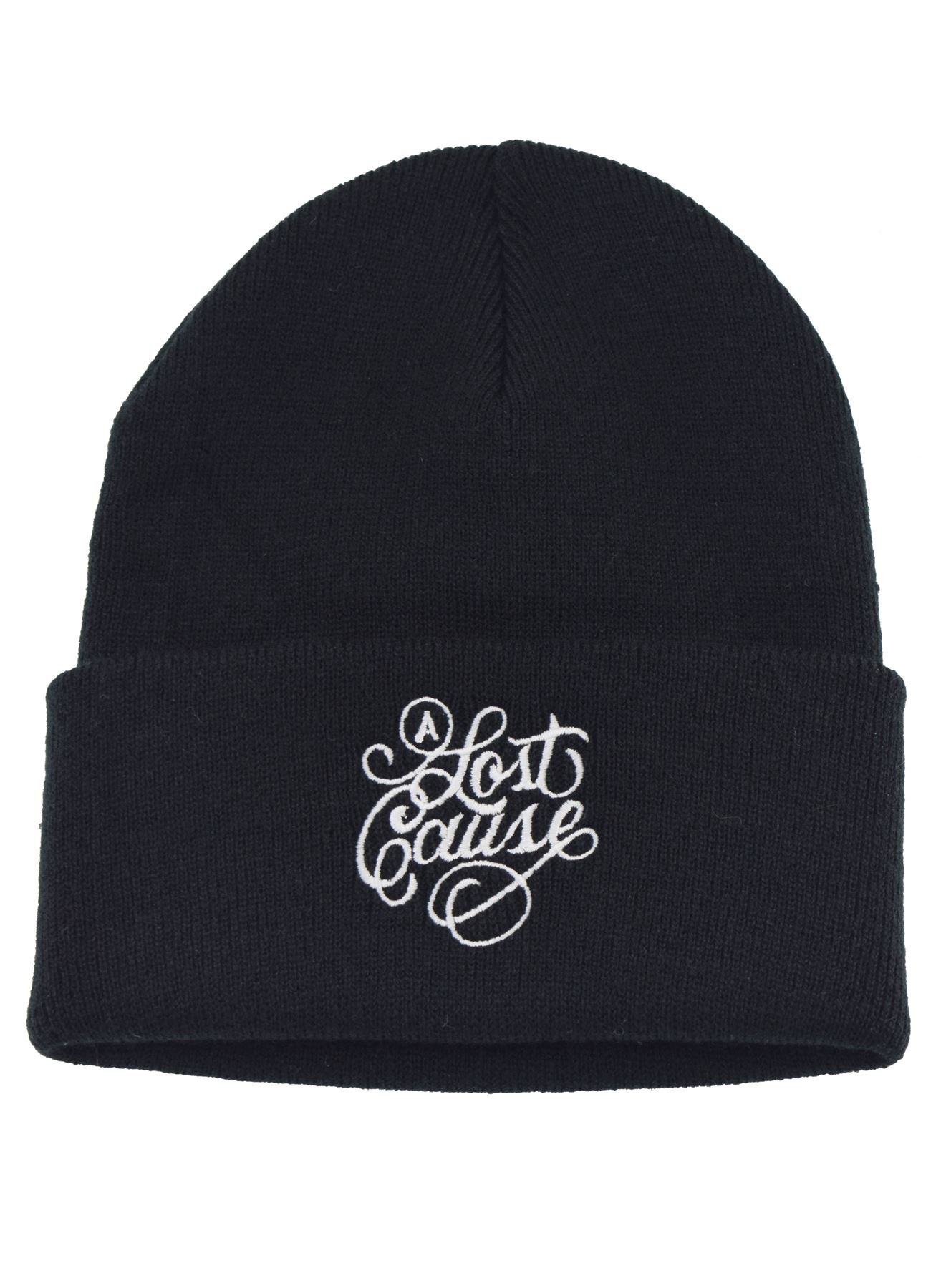 Darkside Men's Black A Lost Cause Beanie Genuine Alternative Slogan Embroidered Knitted Beanie Hat