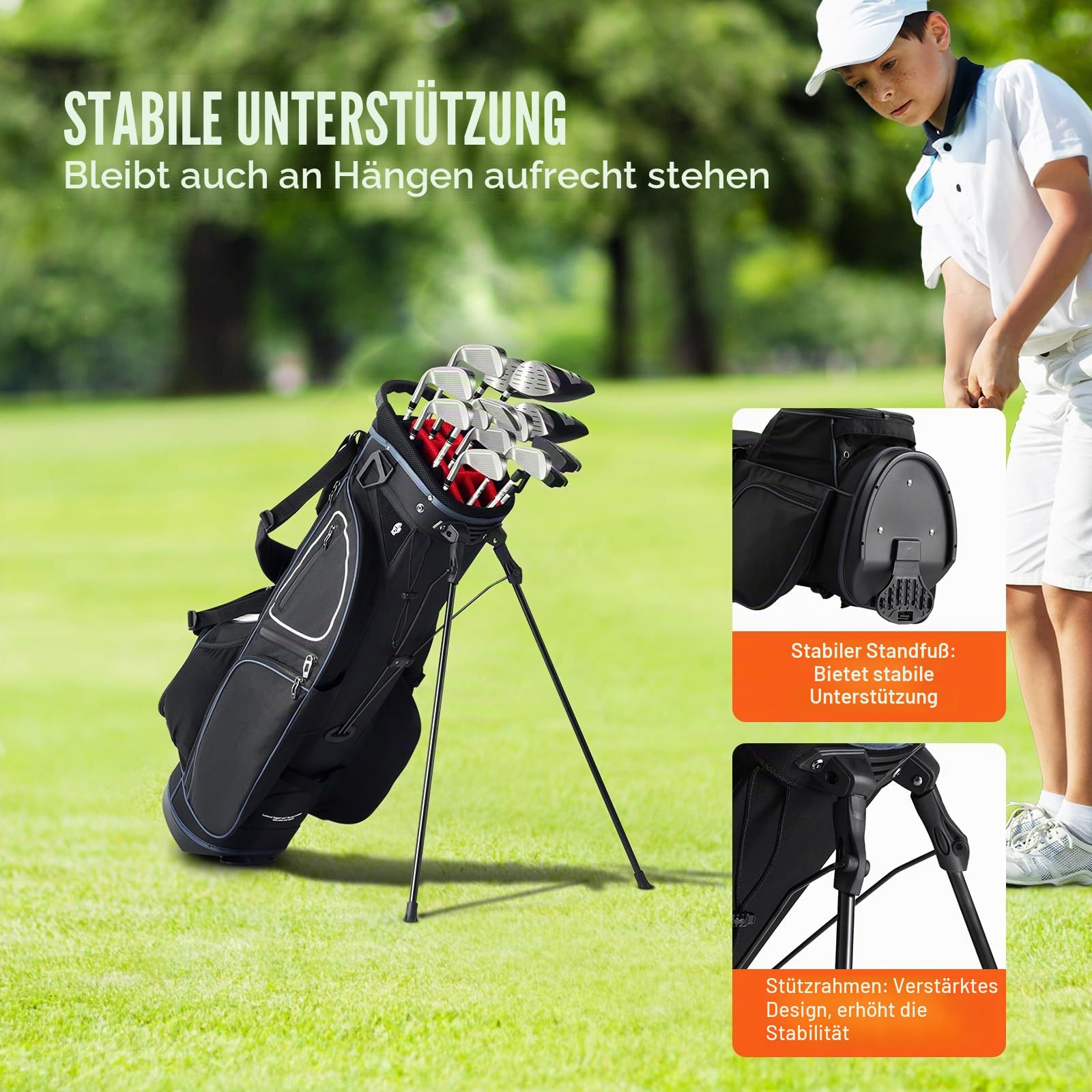 VEVOR Golfwagentasche mit 14-Wege-Organizer-Trennwand, Premium-Wagentasche mit Ständer, langlebige Golftaschen mit Griffen und Staubschutz und abnehmbarem Doppelgurt für Männer und Frauen
