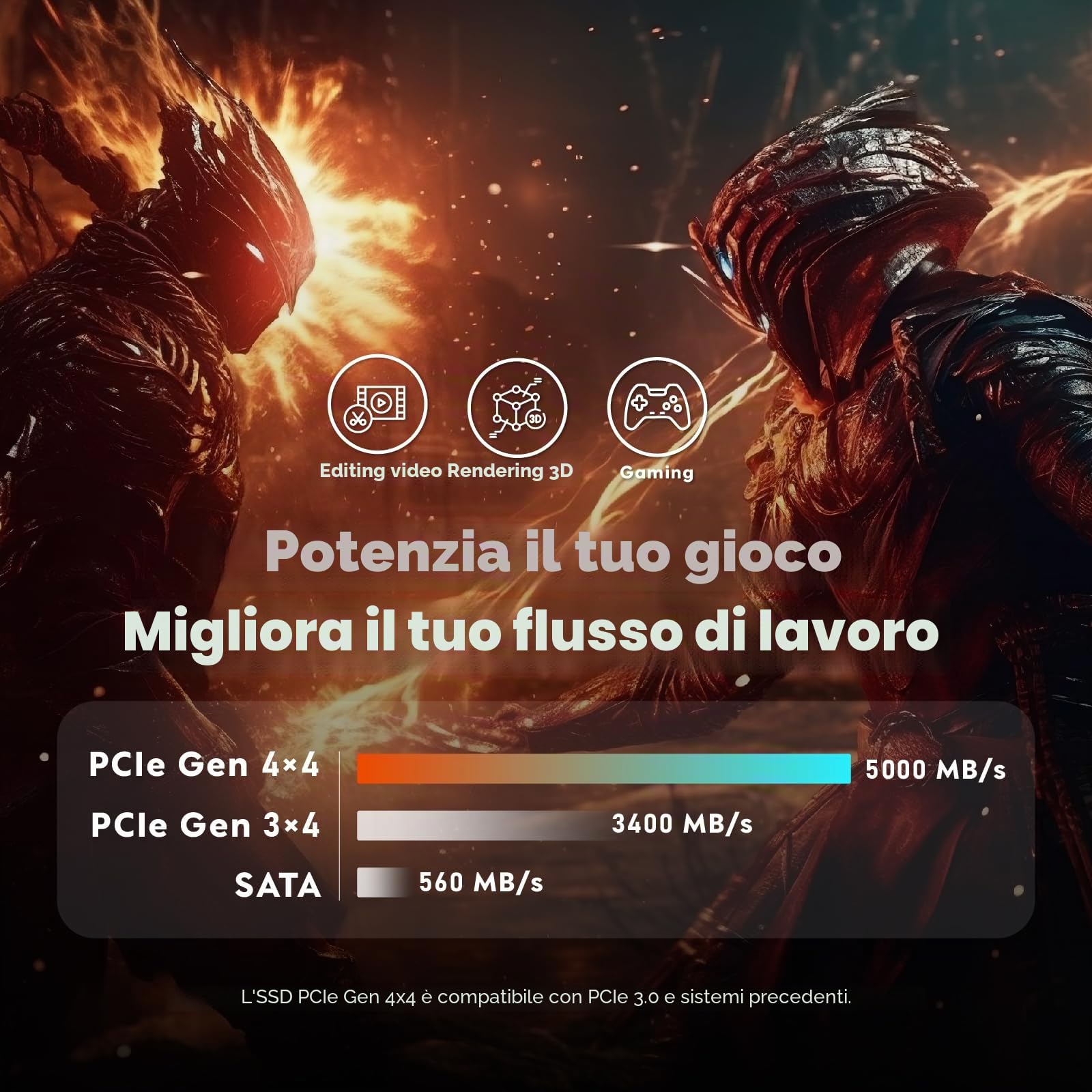 LinkMore XE400 2TB M.2 2280 PCIe Gen 4X4 NVMe 1.4 SSD interno, unità a stato solido, fino a 4800MB/s per Latop e PC…