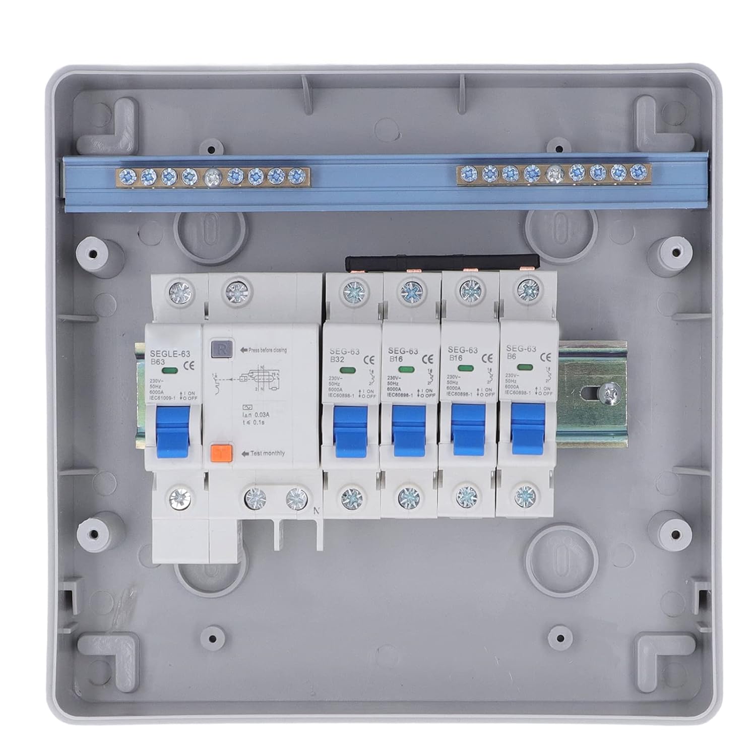 Distribution Box, SGHA 4 Way 4 MCB Circuit Breaker Box 230V European Transparent Cover IP65 Waterproof Distribution Box for Home Outdoor Factory