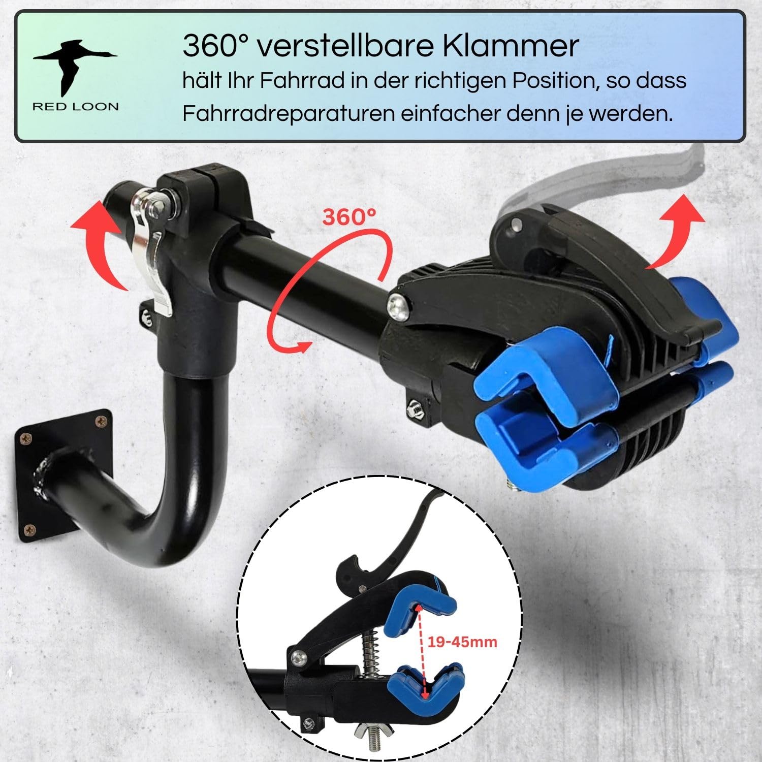Red Loon Fahrrad Wandhalterung BTI656 - Fahrrad Montageständer Werkbank Reparaturständer Wandhalter - Montageständer für Fahrräder - Fahrrad Reparaturständer Fahrradmontageständer Rennrad MTB eBike
