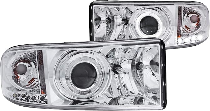 Anzo USA 111195 Chrome Halo Projector Headlight with Clear Lens and Amber Reflector for Dodge RAM