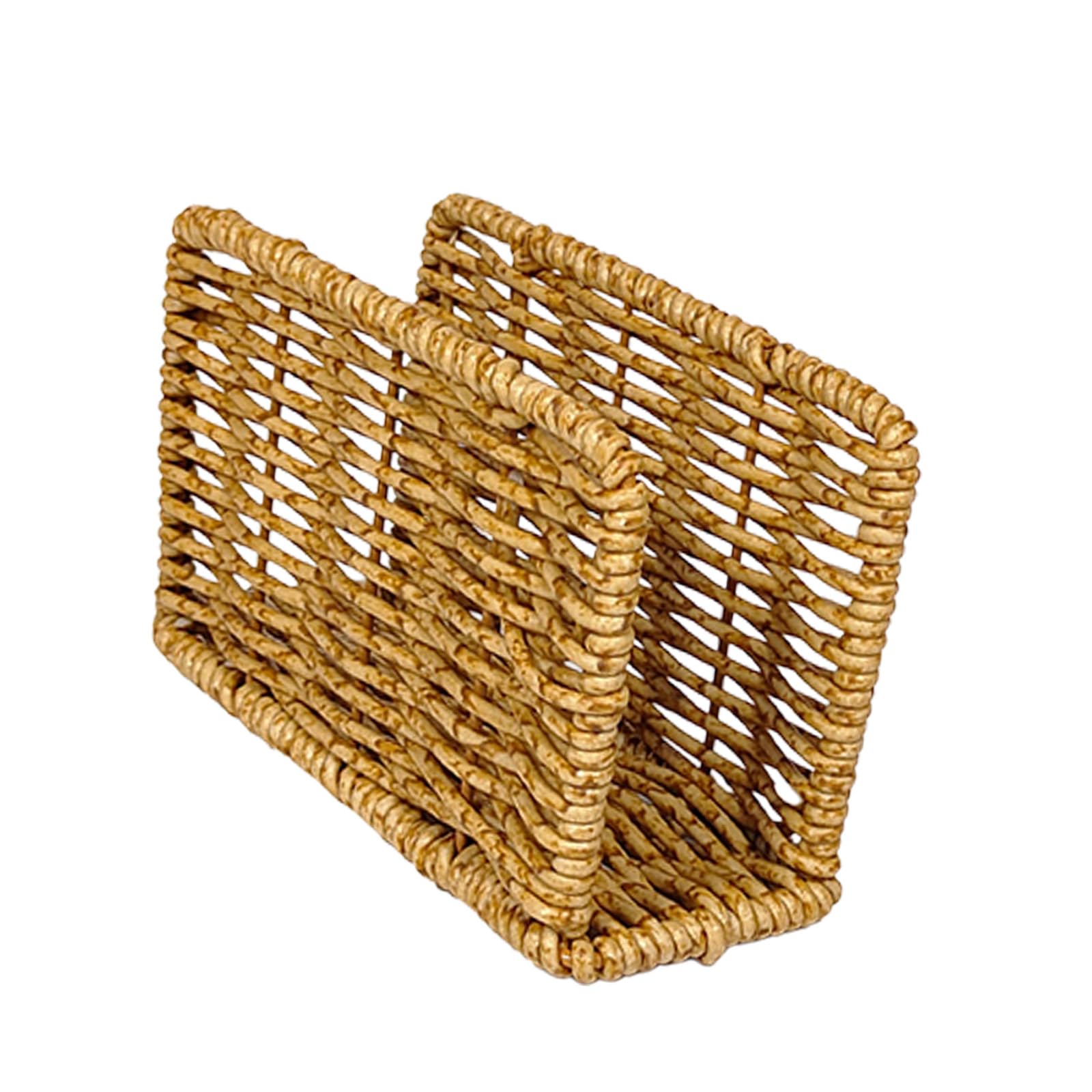 Jazuaiao Farmhouse Natural Rattans Look Napkin Dispenser with Sturdy Base for Kitchen and Dining Area Vintages Napkin Holder