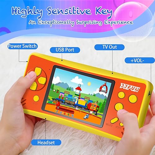 Miniatura 2 de Videojuegos de mano para niños de 4 a 8 años y 8 a 12 años, juego portátil de mano con 168 juegos, pantalla de 3.2 pulgadas, recargable, salida de