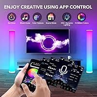 Vista 6 de Paquete de 2 lámparas de pie de esquina, lámpara de pie LED con aplicación inteligente, control de botón, sincronización de música, lámpara de pie