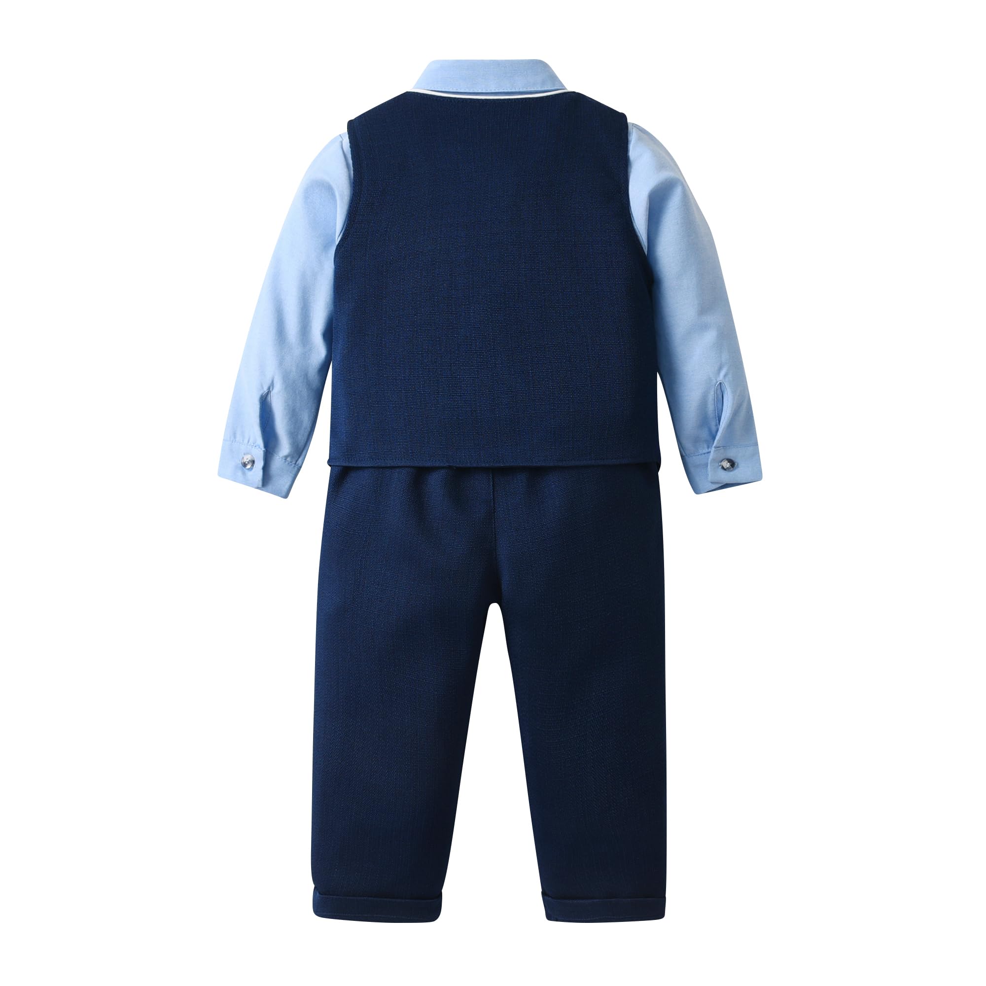 Volunboy Baby Boys Gentleman Suit, Toddler Formal Waistcoat Outfit Wedding Shirts + Vest +Bow Tie 4 PCS Set — view 7