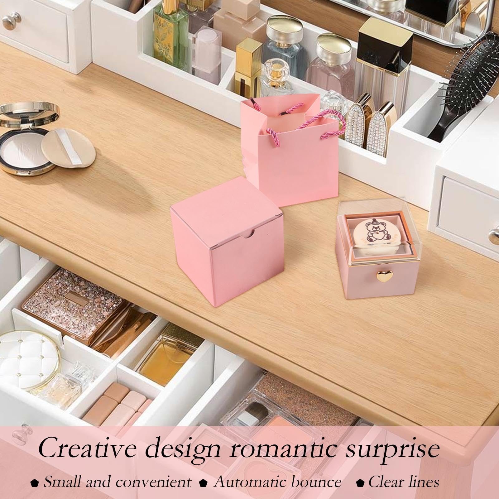 Generisch Ring Box, Rotating Reversible Bear Cake Jewelry Holder, Unique Display Storage Rings, Earrings, Accessories, Idea 3.15x3.15x3.15 inches for Women, Men, Birthday