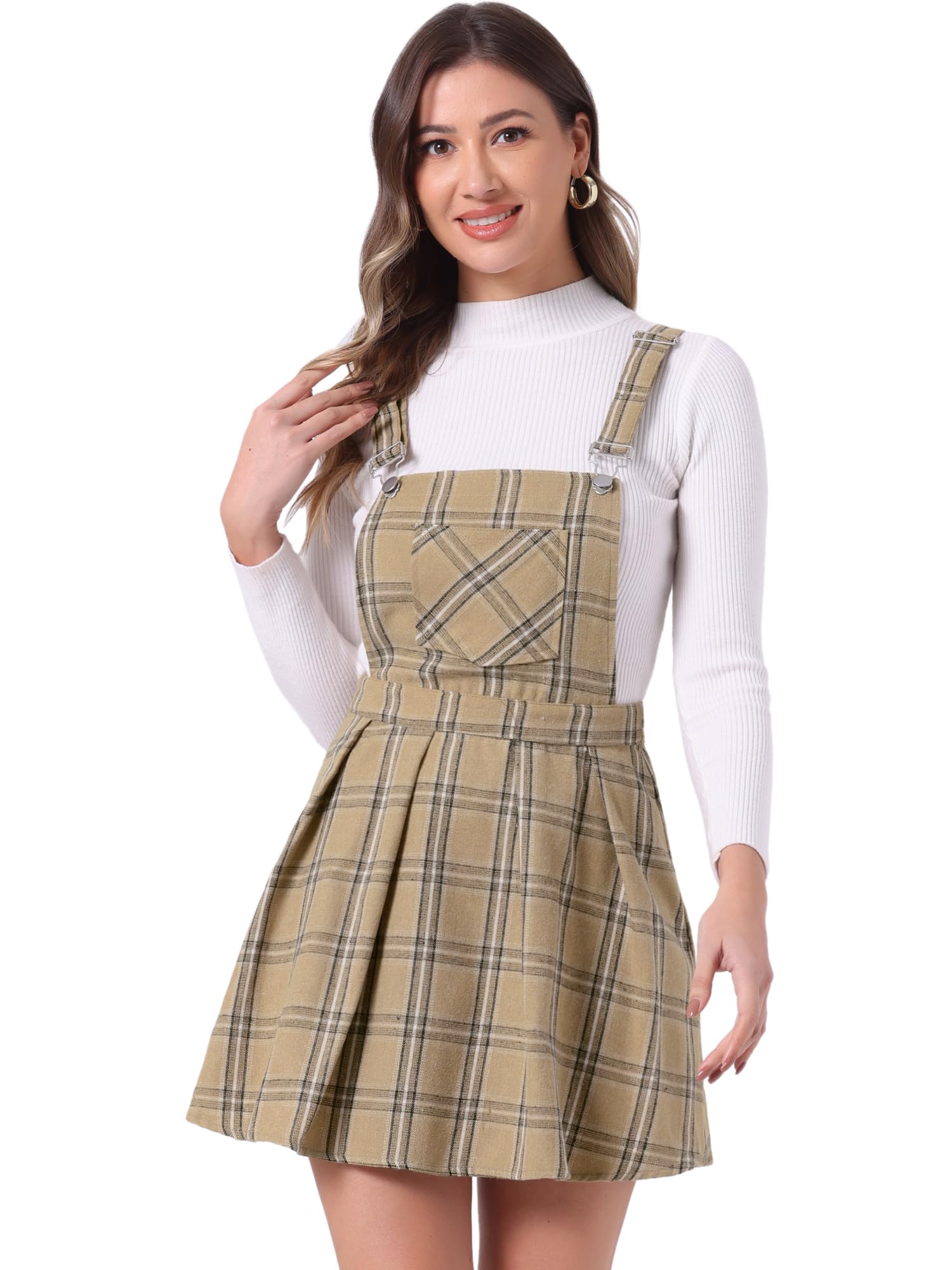 Allegra K Womens Checks Adjustable Strap Christmas Pinafore Overall Dress |  Desertcart Jamaica