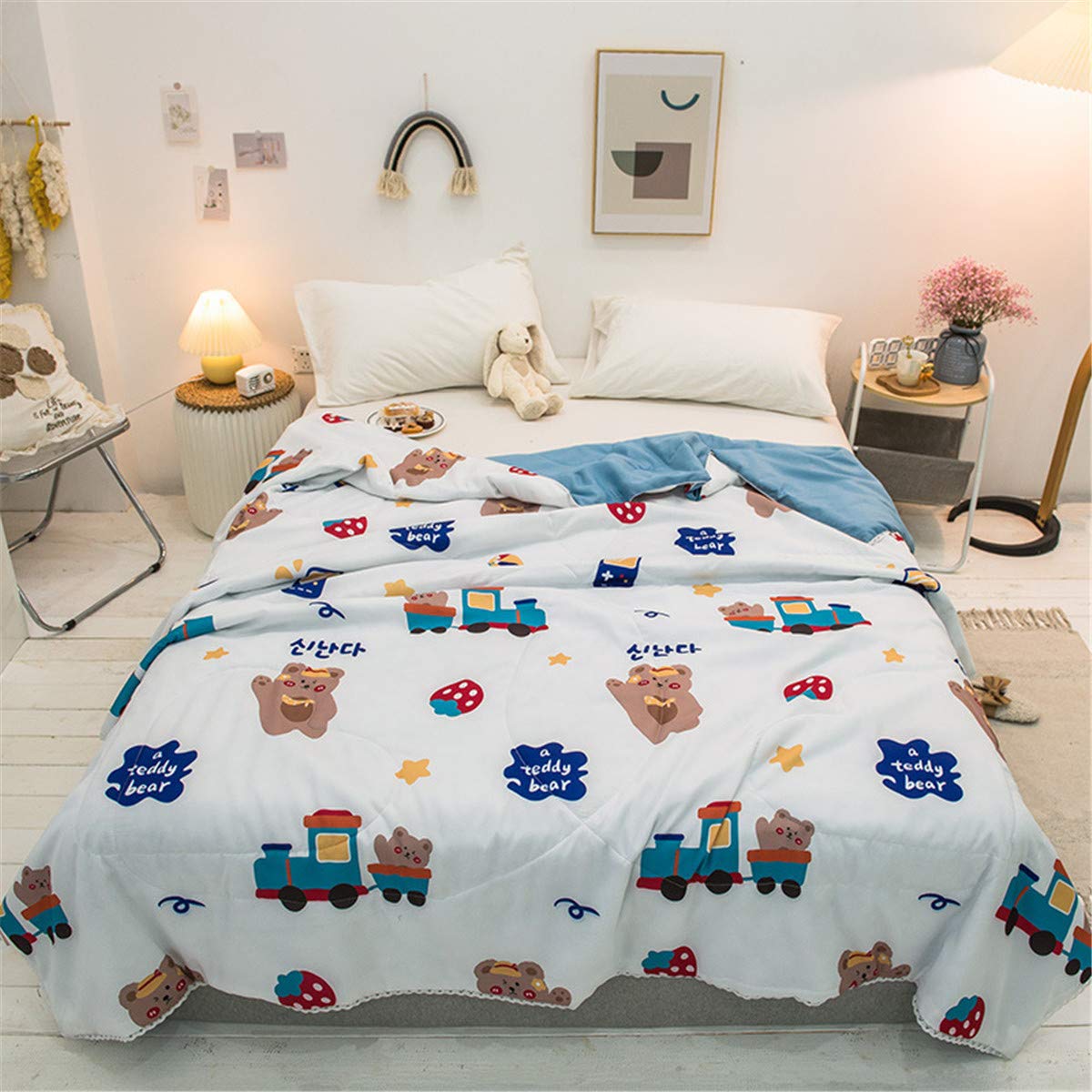 Couvre-lit matelassé couverture jeté de lit dessus de lit imprimé ours 200x230