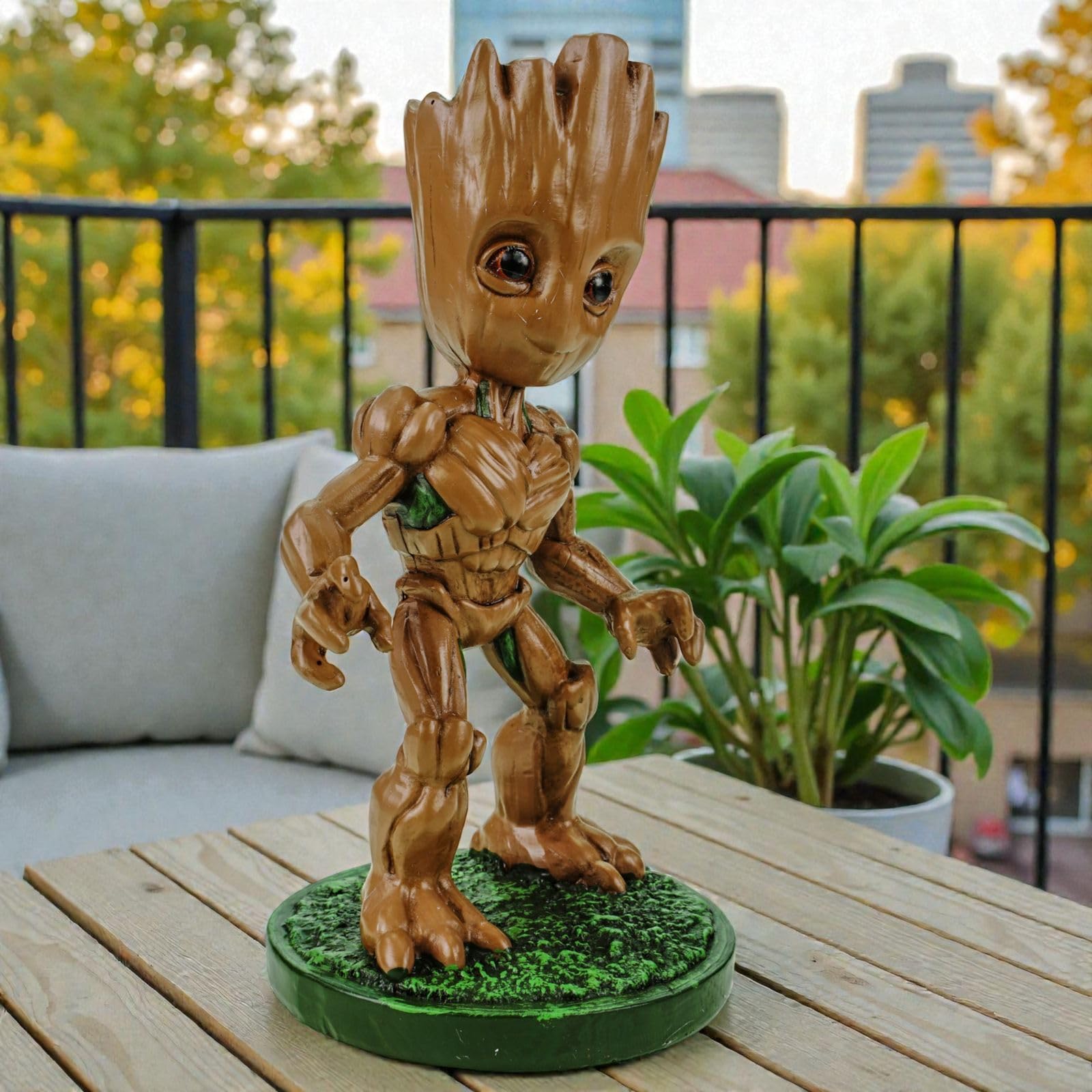 Groot Gartenfigur 20 cm - detailreiche Dekofigur aus Polyresin bunt wetterfeste Fantasy Figur für Garten, Balkon & Wohnzimmer - Sammler & Geschenkidee