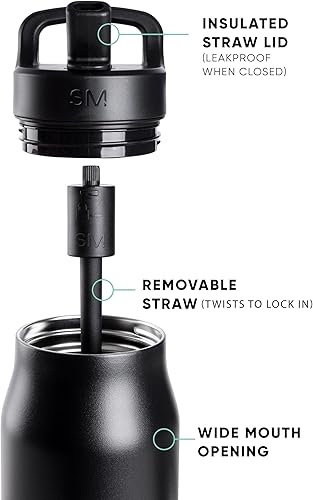 Miniatura 2 de Simple Modern botella de agua con tapa de pajita  Termo de acero inoxidable aislado  Botellas de agua reutilizables para viajes para gimnasio y