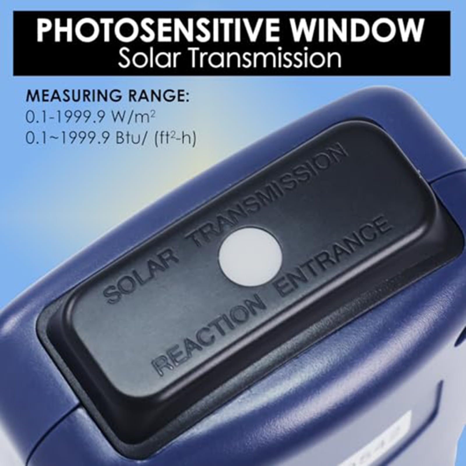 Misuratore di energia solare digitale Tester di irraggiamento solare Grande display LCD Hold Caratteristica 340-1100nm 0.1-3999 W/m² ABS blu Dispositivo portatile per campionamento rapido per