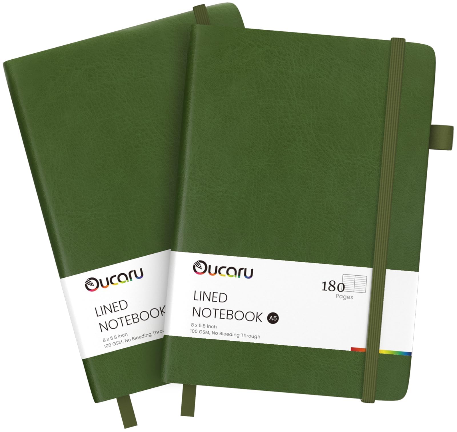 Oucaru Lined Journal Notebook, 2 Pack, 180 Pages, A5 Journals for Writing, 100 GSM Thick Paper, Small Notebooks Daily Journal for Women Men Work, Business, School, Travel Supplies — image 1