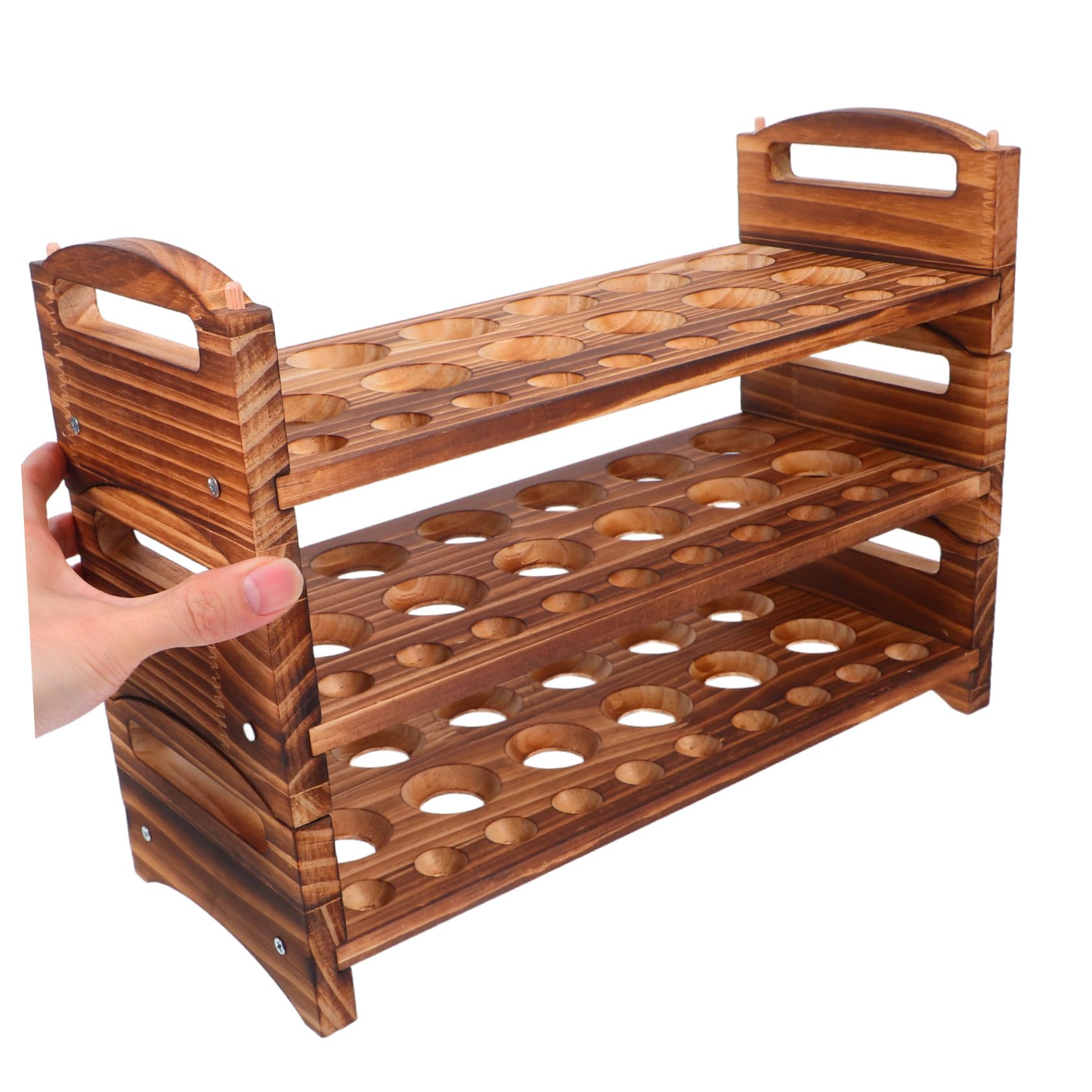 GALPADA Estantes de Madera para Huevos Soporte Apilable con Ranuras Ventiladas Organizador Rústico para Cocina y Mostrador