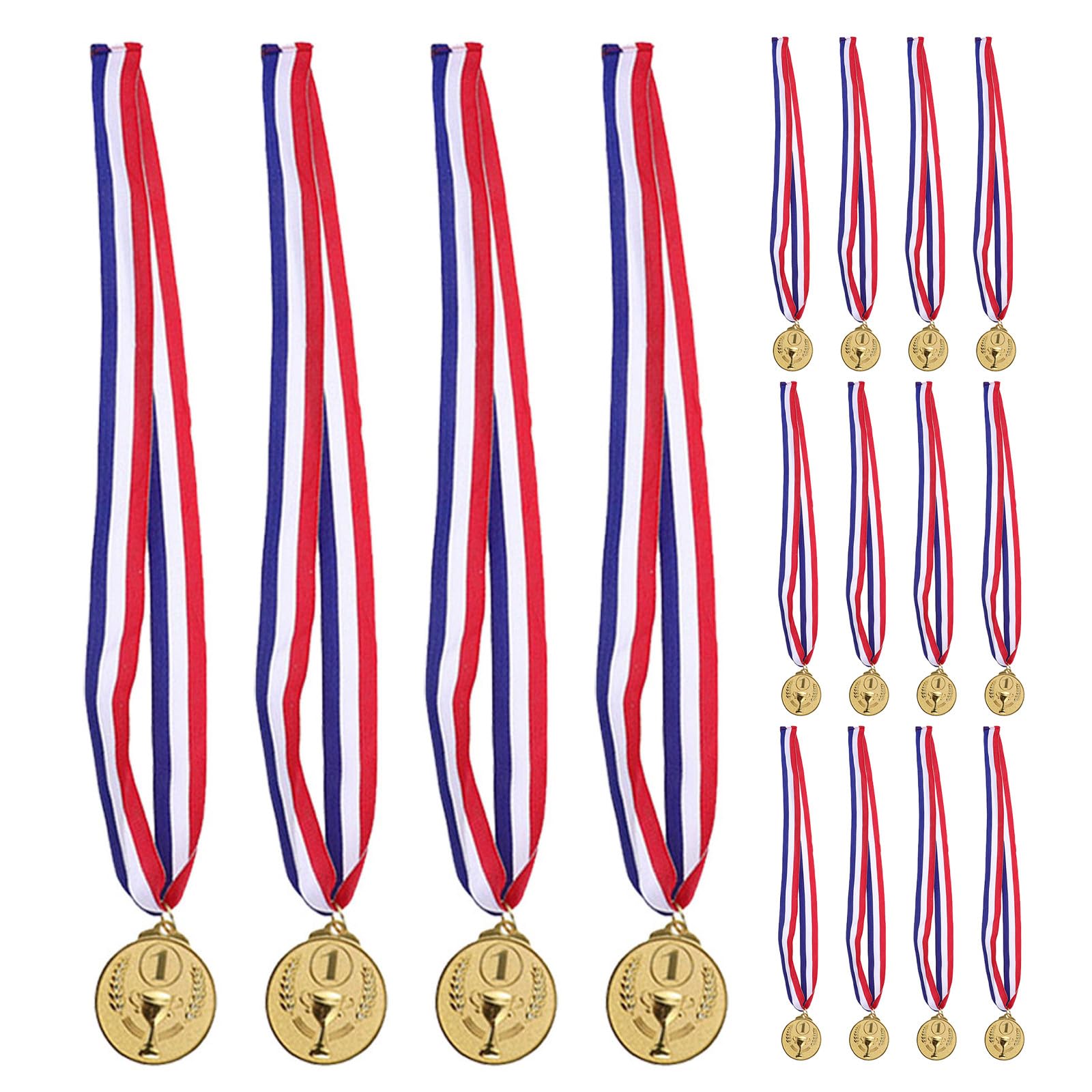 WOONEKY 16 premios de aleación para el Día del Deporte: medallas de Metal con Cinta para el Cuello para Fiestas, Baloncesto, fútbol, ​​Carreras y fútbol.