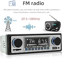Vista 4 de Classic Single Din Car Radio with Bluetooth, Car Stereo FM Radio Receiver, Hands Free Calling, Voice Control,Car Mp3 Player,USB/SD/AUX Port, Remote