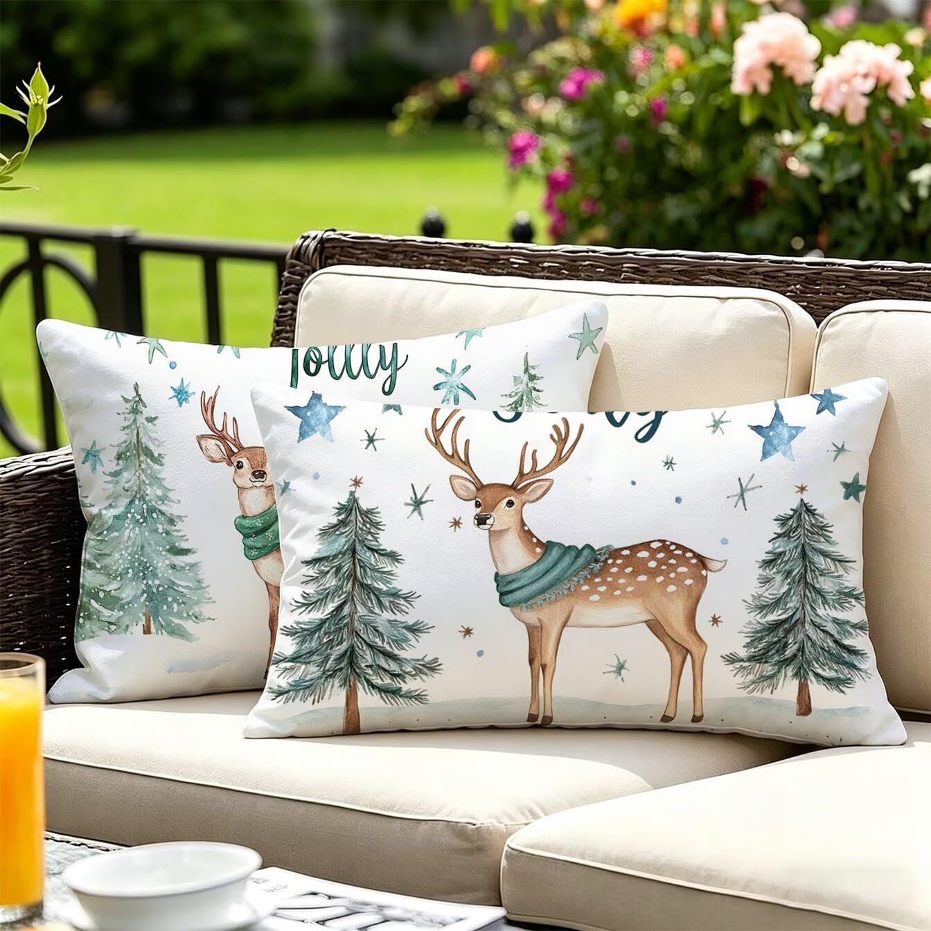 Housse Coussin 50x90 Lot de 2 Velours Coussin Canape Cerf v-556