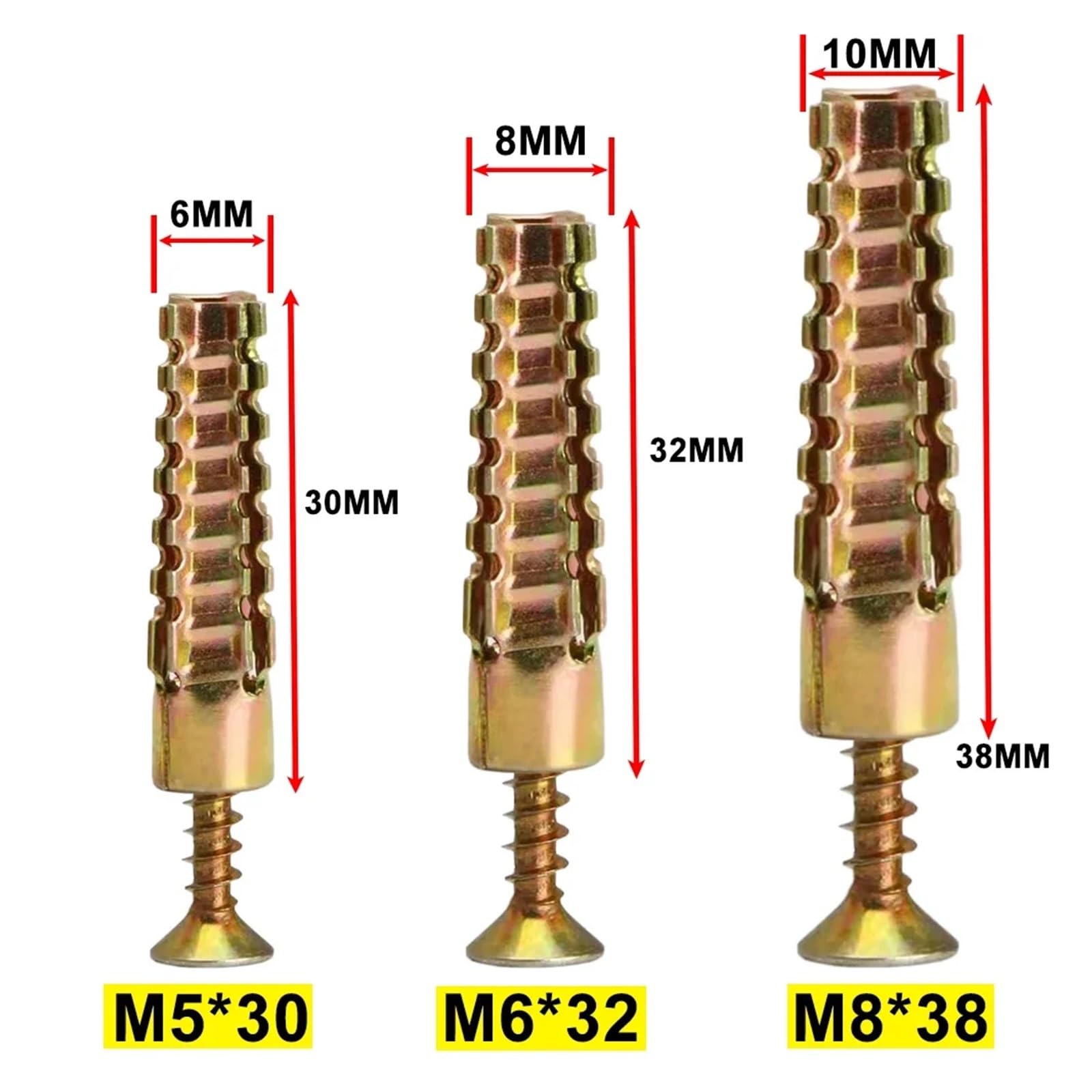 Anclaje De Pared Con Kit Tornillos Expansión Tubo Metálico Autorroscantes(M6x32,25 sets)
