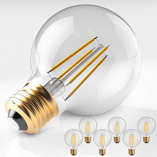 QiMH Bombilla LED G25, bombillas Edison vintage de 8 W para espejo de maquillaje de baño, bombillas decorativas, bombillas cálidas de vidrio